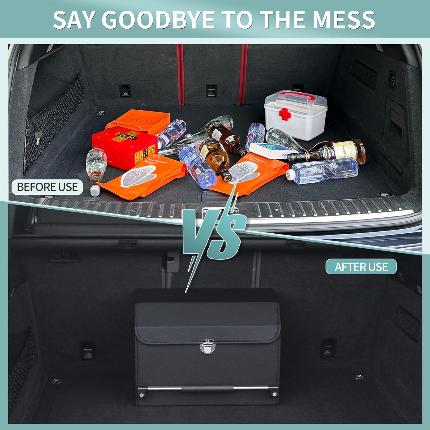 Organizador de Maletero Genérico de Cuero Negro 37L