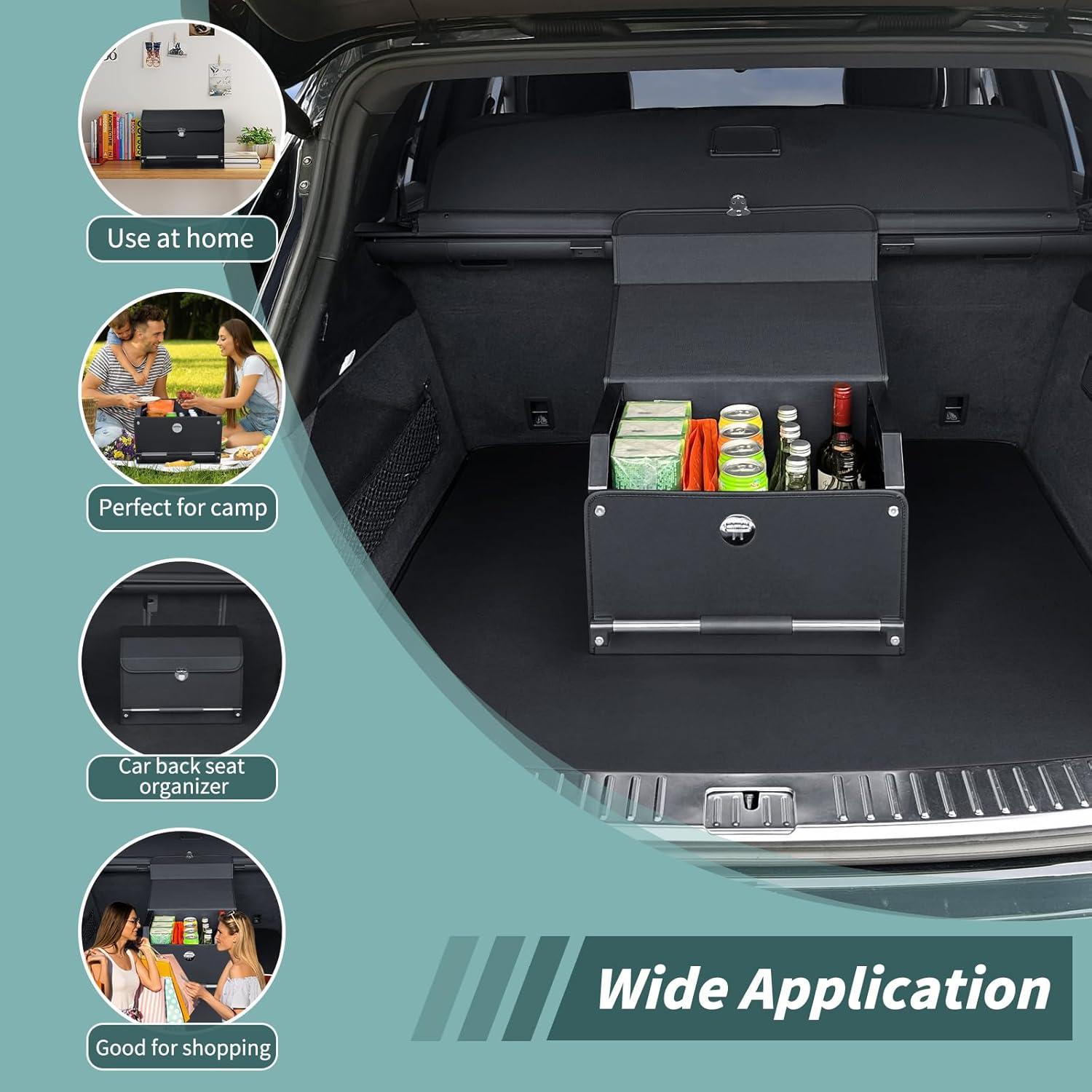 Organizador de Maletero Genérico de Cuero Negro 37L