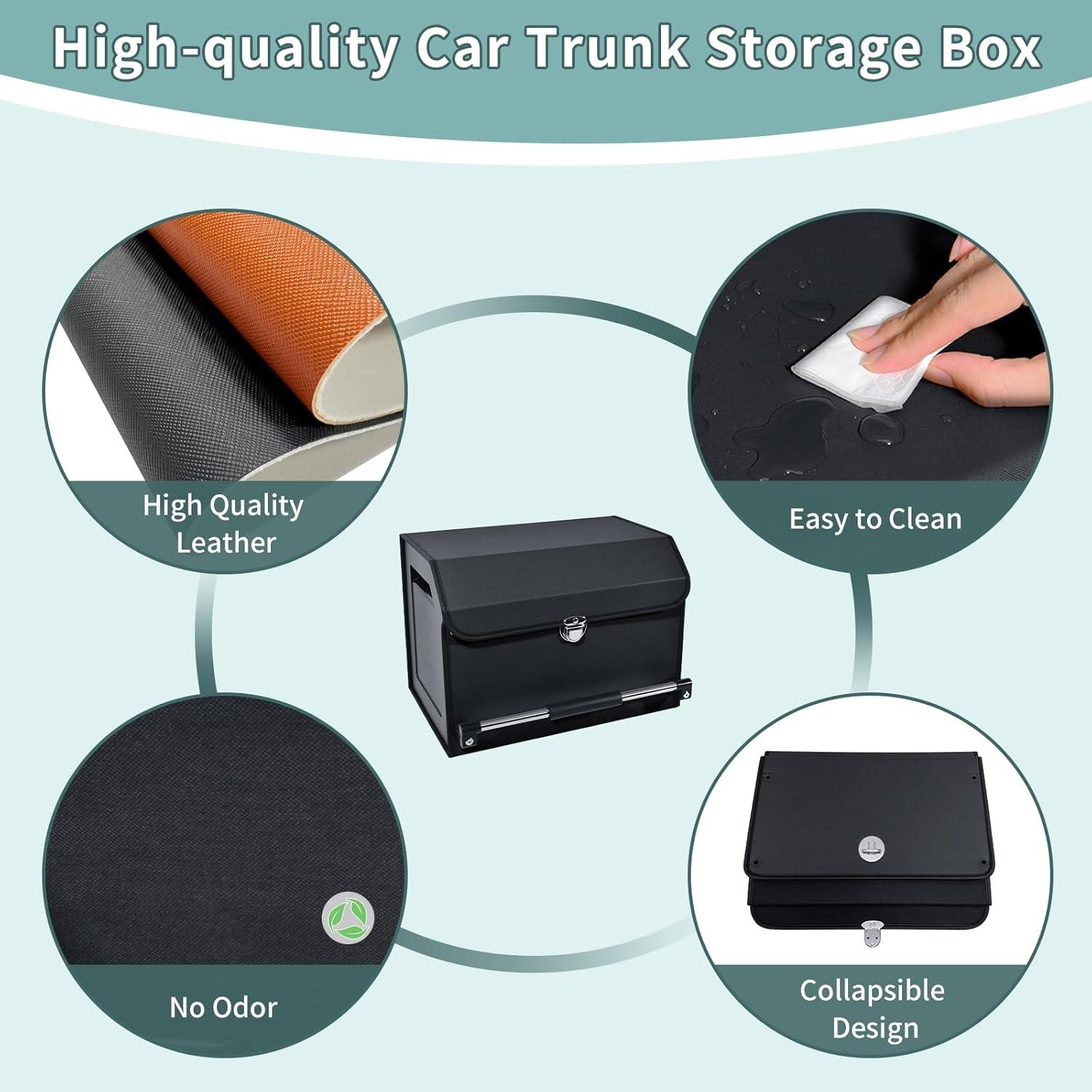 Organizador de Maletero Genérico de Cuero Negro 37L