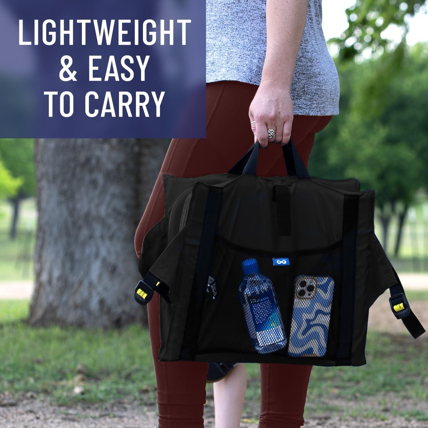 Cojín de Asiento y Respaldo de Estadio Everlasting Comfort - Plegable, Ergonómico, Negro