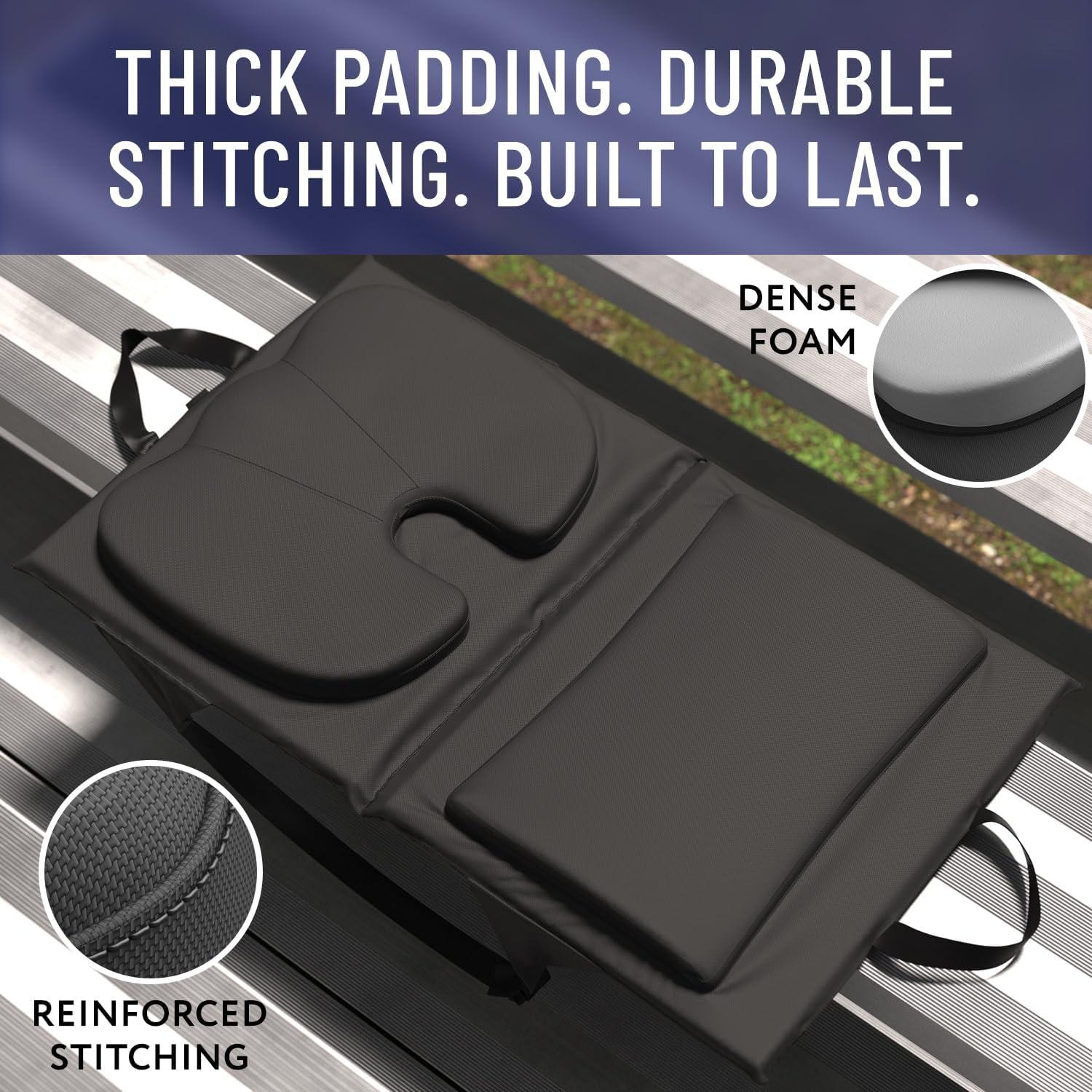 Cojín de Asiento y Respaldo de Estadio Everlasting Comfort - Plegable, Ergonómico, Negro