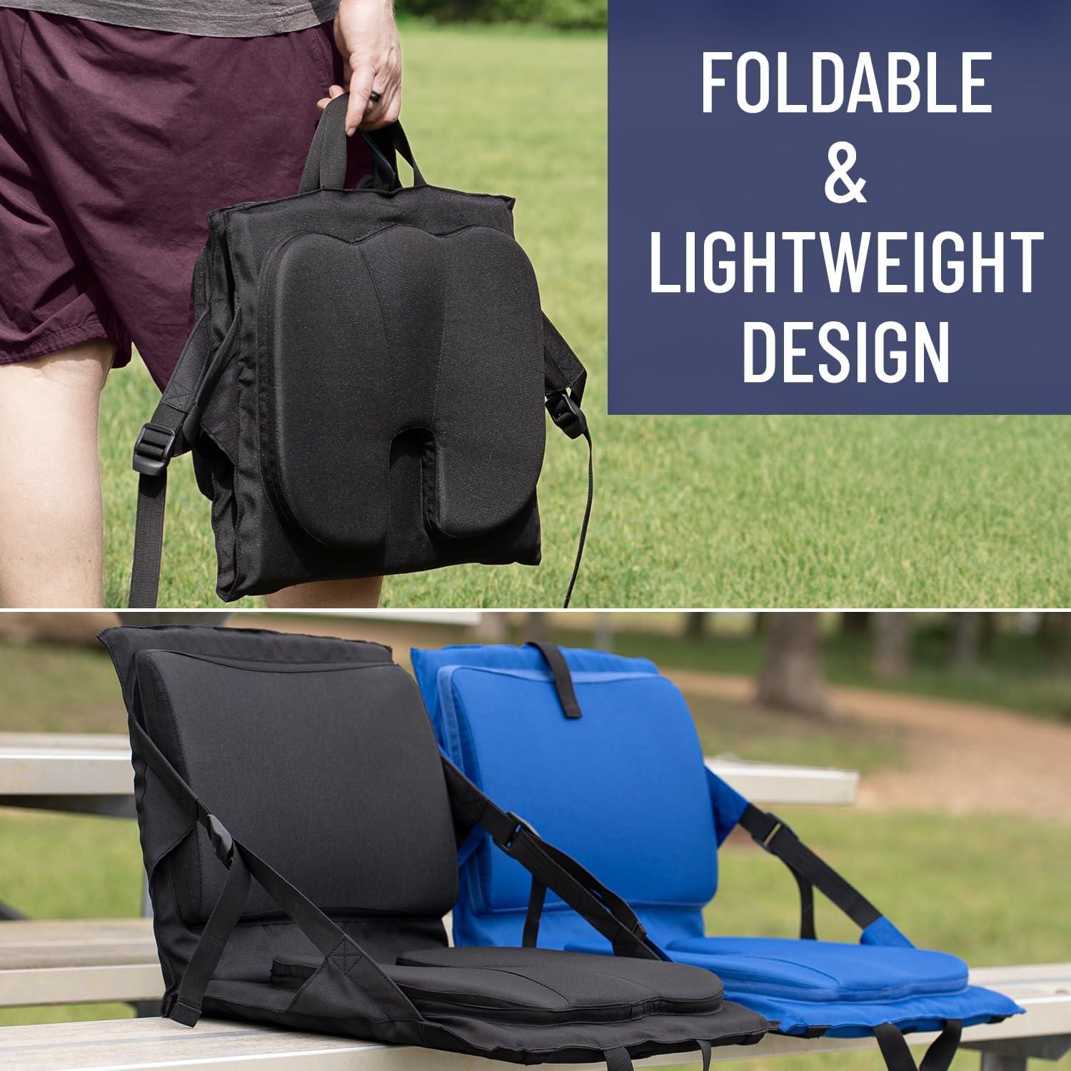 Cojín de Asiento y Respaldo de Estadio Everlasting Comfort - Plegable, Ergonómico, Negro