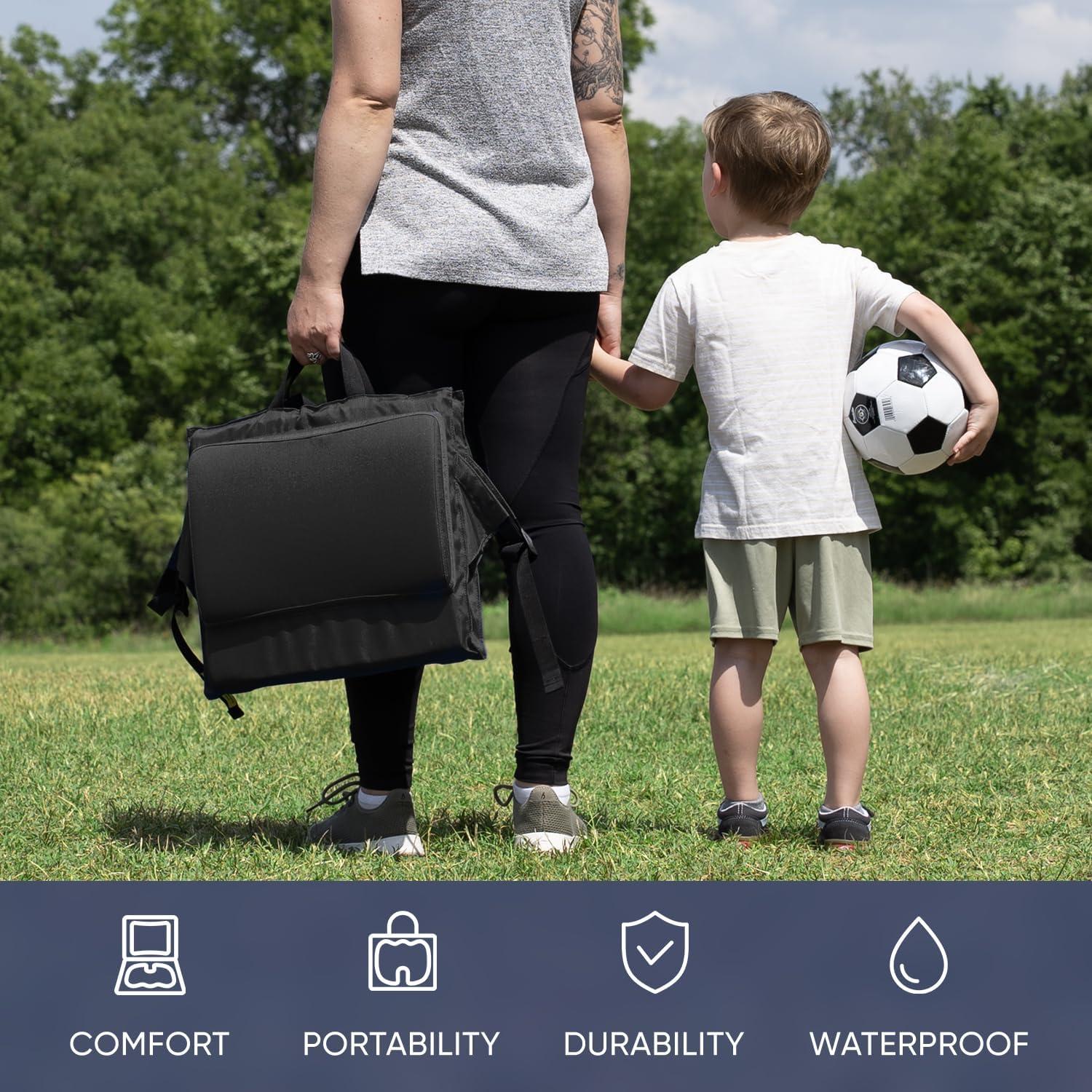 Cojín de Asiento y Respaldo de Estadio Everlasting Comfort - Plegable, Ergonómico, Negro