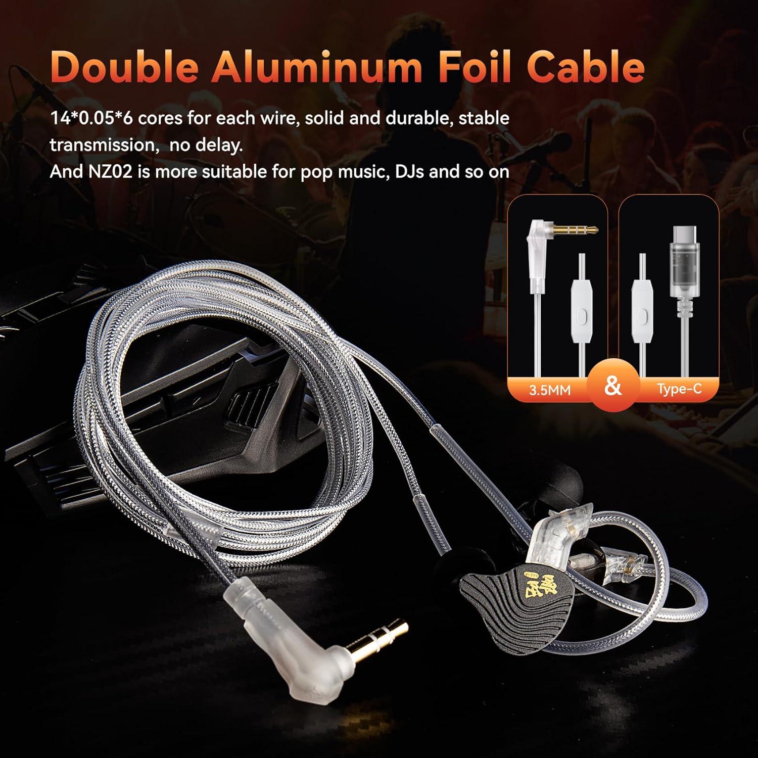 Auriculares KBEAR NZ02 In-Ear Monitor con Cable 295g Negro