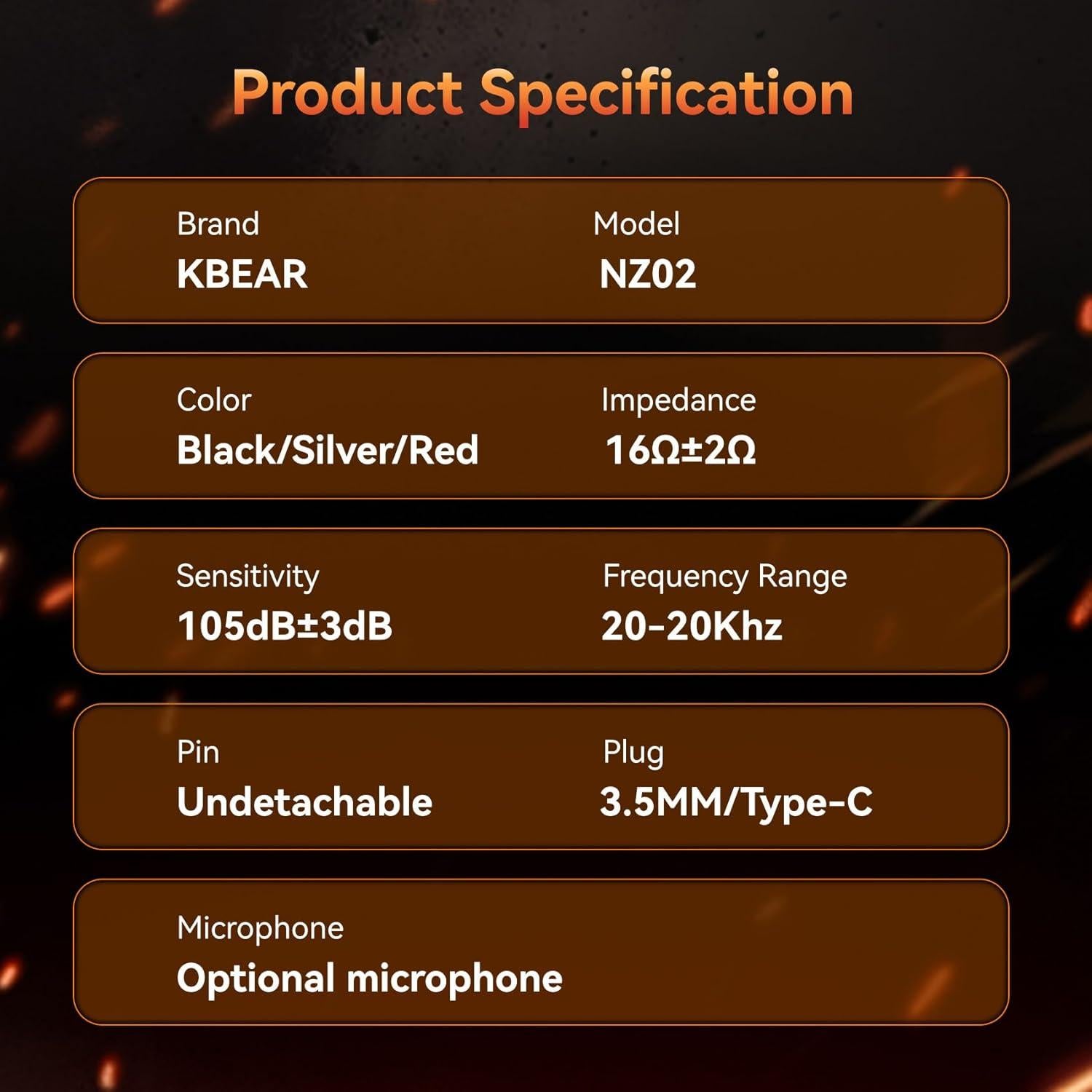 Auriculares KBEAR NZ02 In-Ear Monitor con Cable 295g Negro