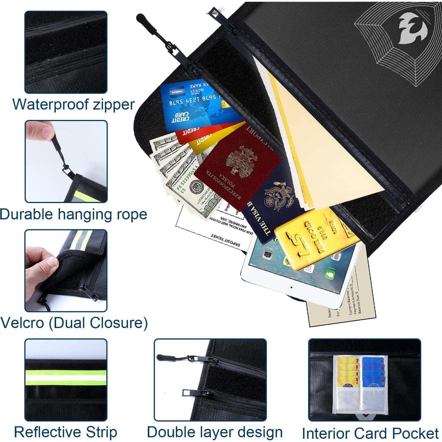 Bolsa de Documentos a Prueba de Fuego NAIBAOSD 40x30 cm 2 Bolsillos