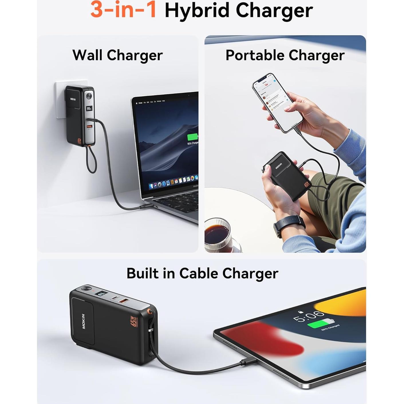 Cargador Portátil 3 en 1 C-Smartlink 10000mAh Carga Rápida