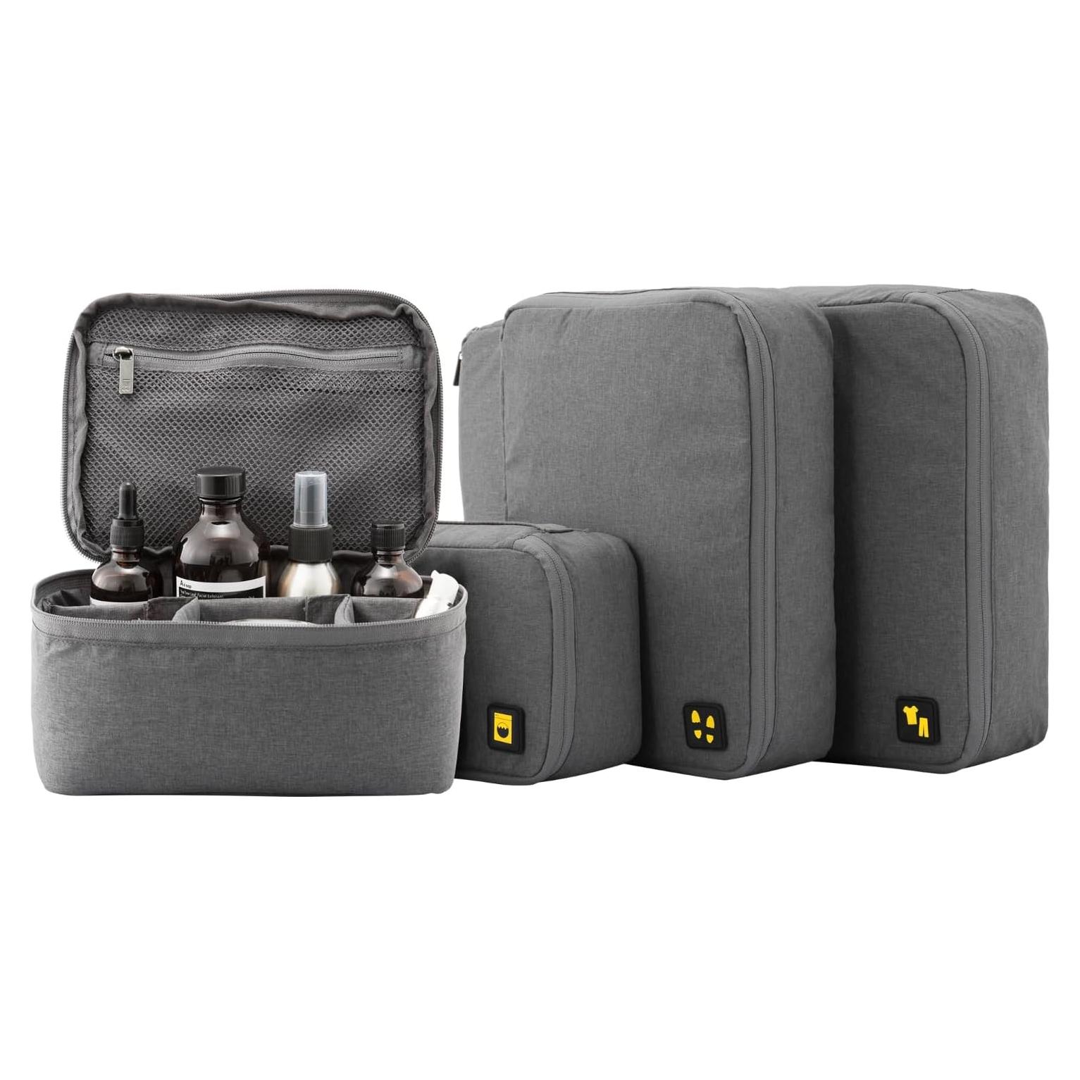 Set de 4 Cubos de Embalaje LEVEL8 - Gris - Organizador de Viaje