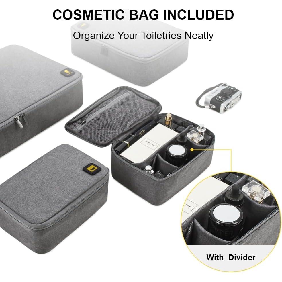 Set de 4 Cubos de Embalaje LEVEL8 - Gris - Organizador de Viaje