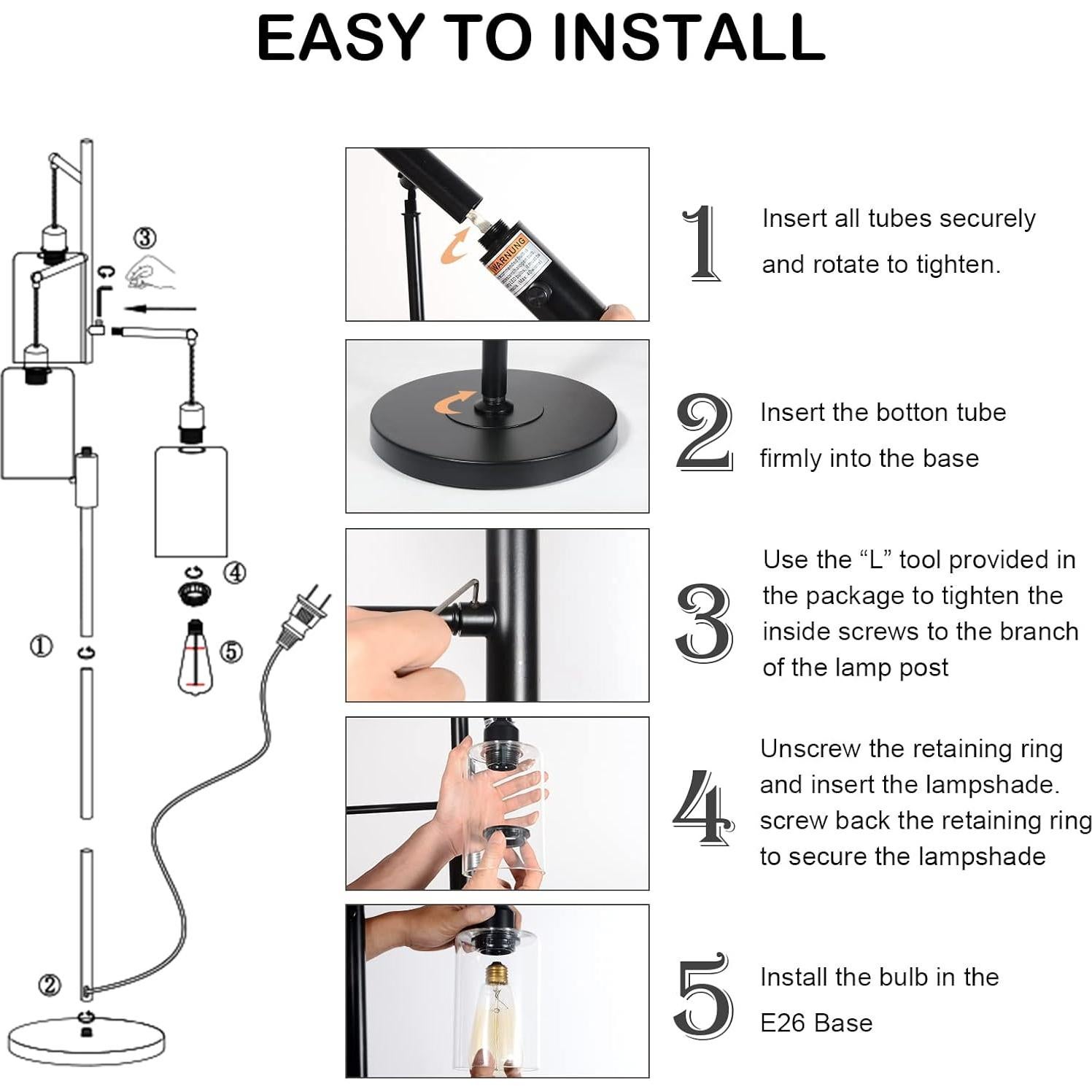 Lámpara de Pie Industrial Airposta 3 Cabezas Regulable 40W