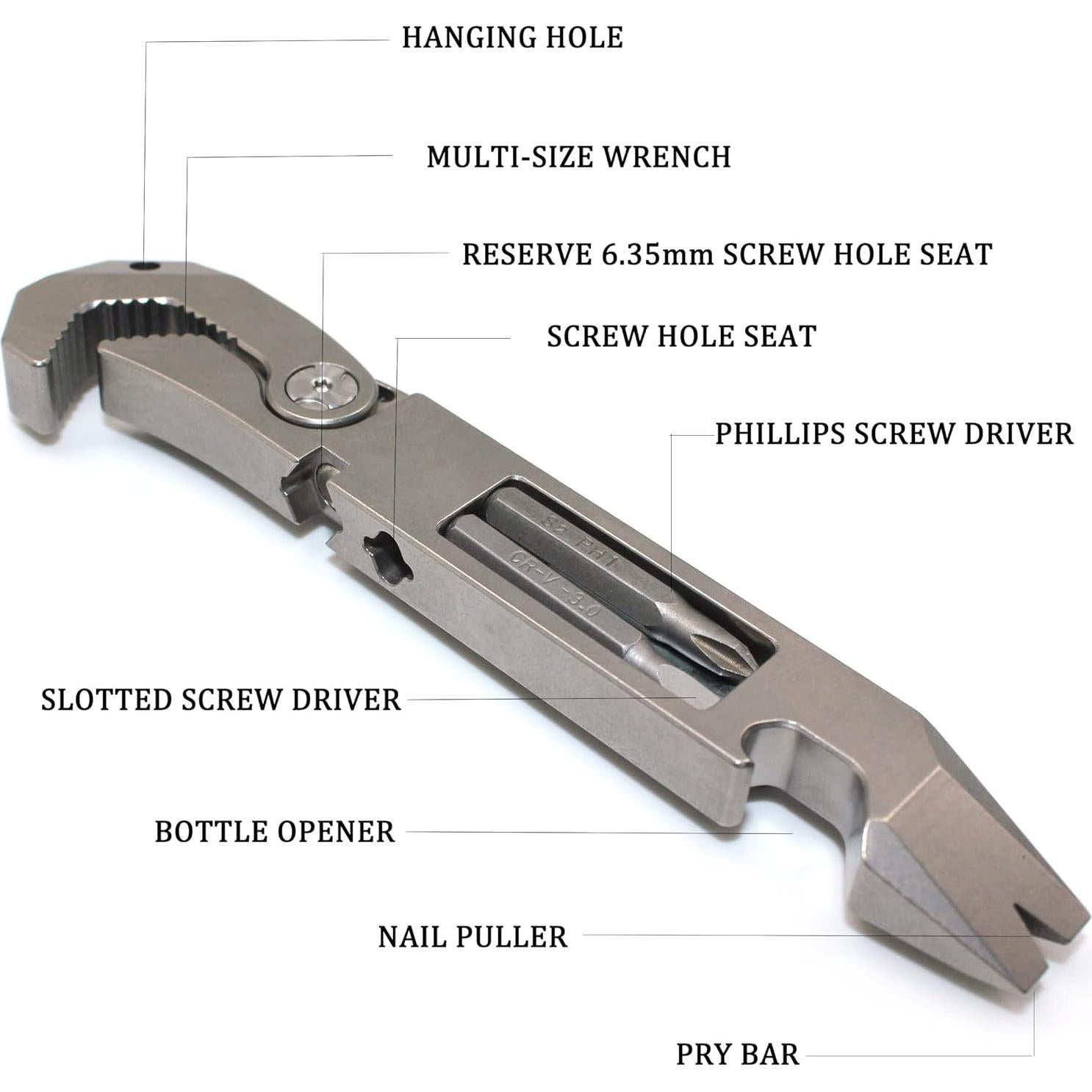 Multiherramienta EDC ResafeLy de Titanio con Destornillador