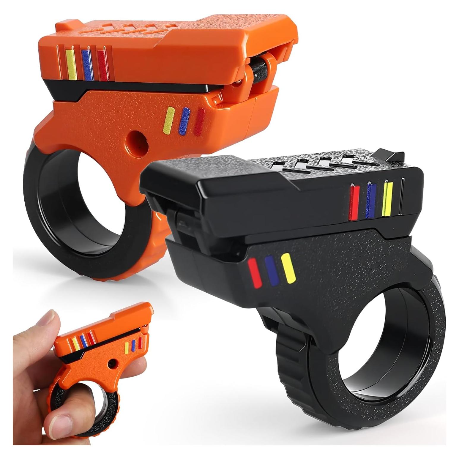 Juguete Fidget Gun Dilabnba EDC Gyro 6x6cm Negro/Naranja