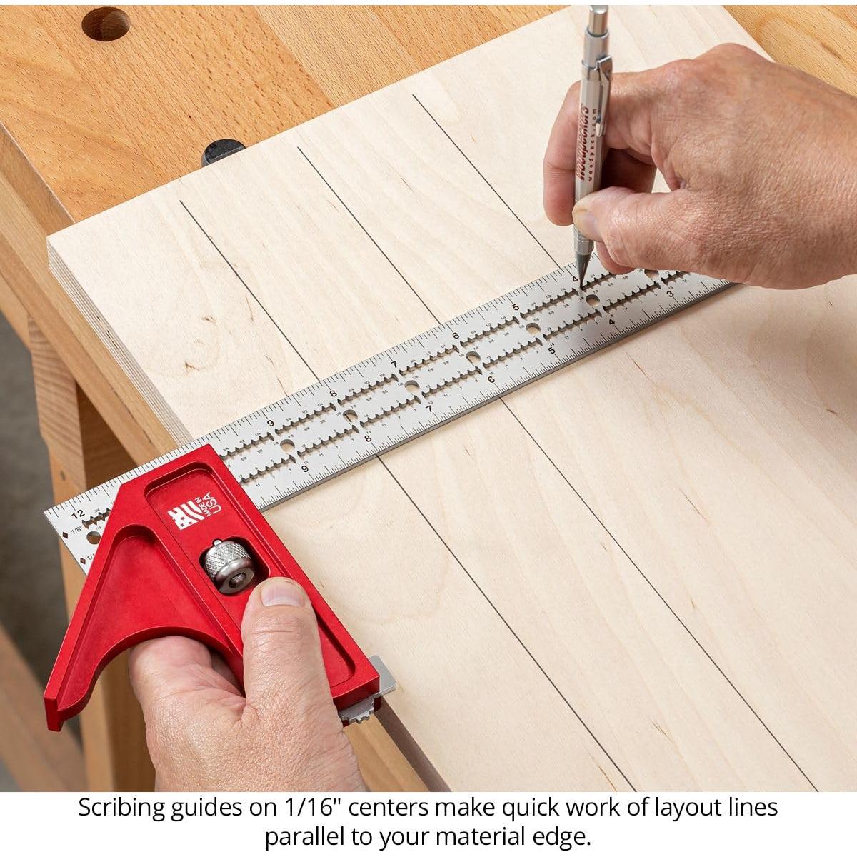 Cuadrado Combinado XL Woodpeckers 457 mm con Cabezas Intercambiables