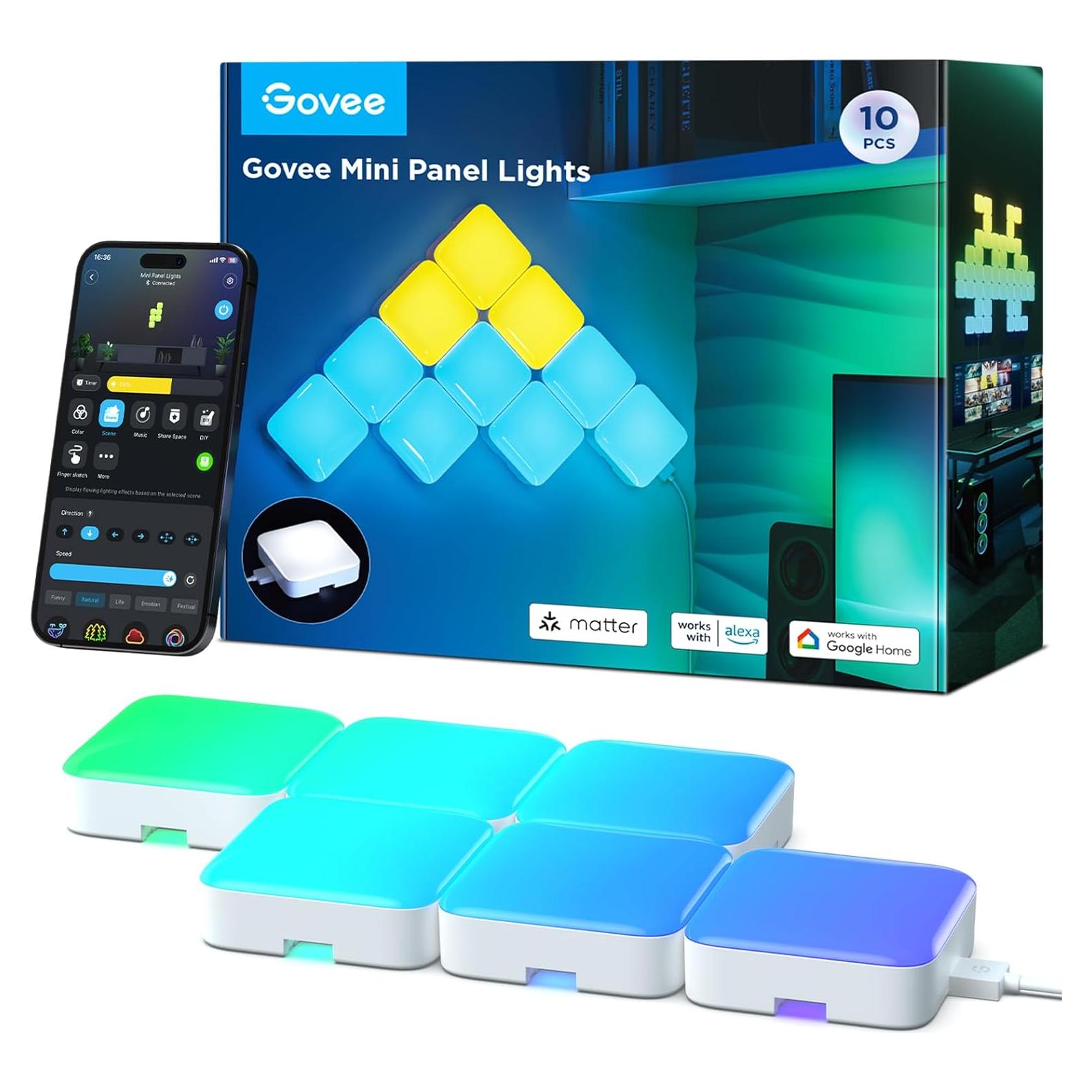 Paneles de Pared LED RGBIC Govee Mini 10 Pcs Luz Inteligente