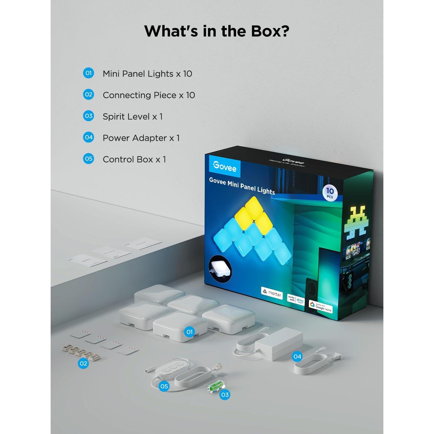 Paneles de Pared LED RGBIC Govee Mini 10 Pcs Luz Inteligente