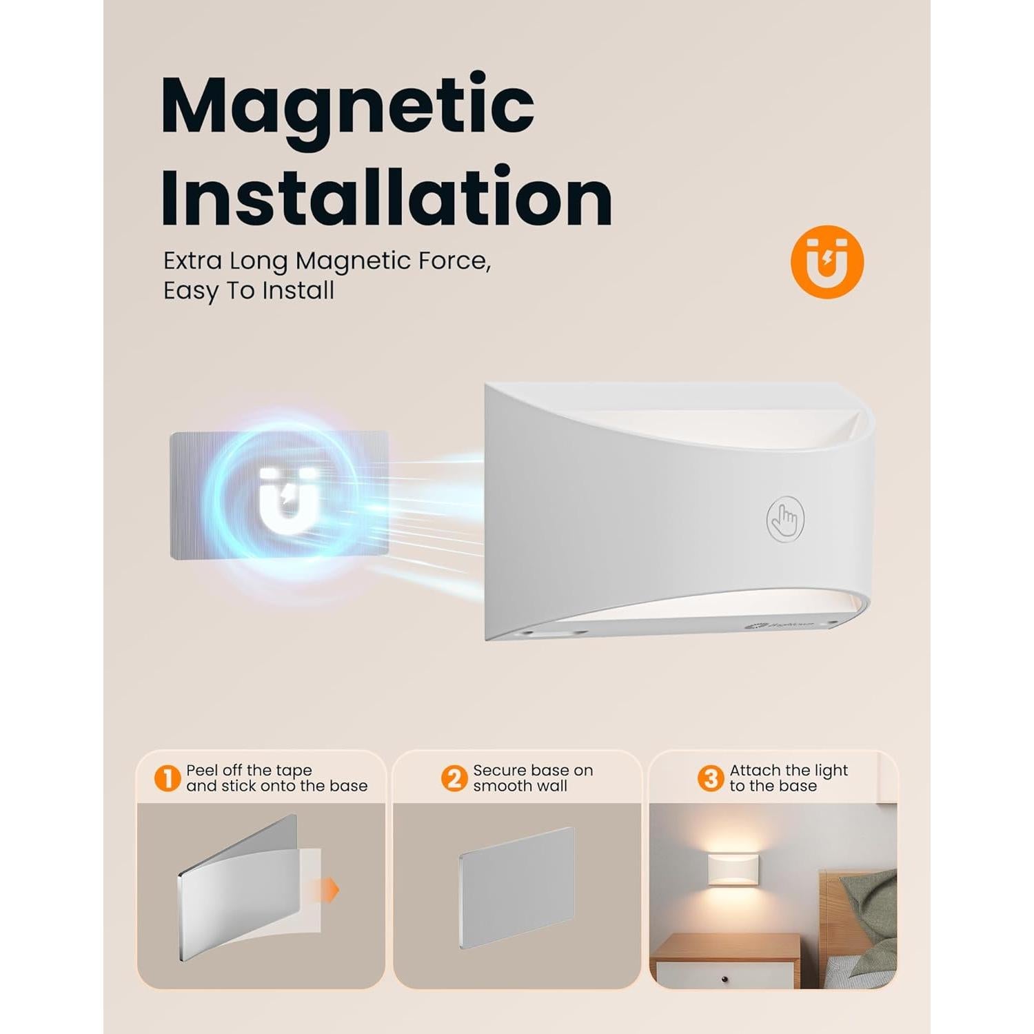 Juego de Apliques de Pared Brightown 2 Pack Recargables Blancos