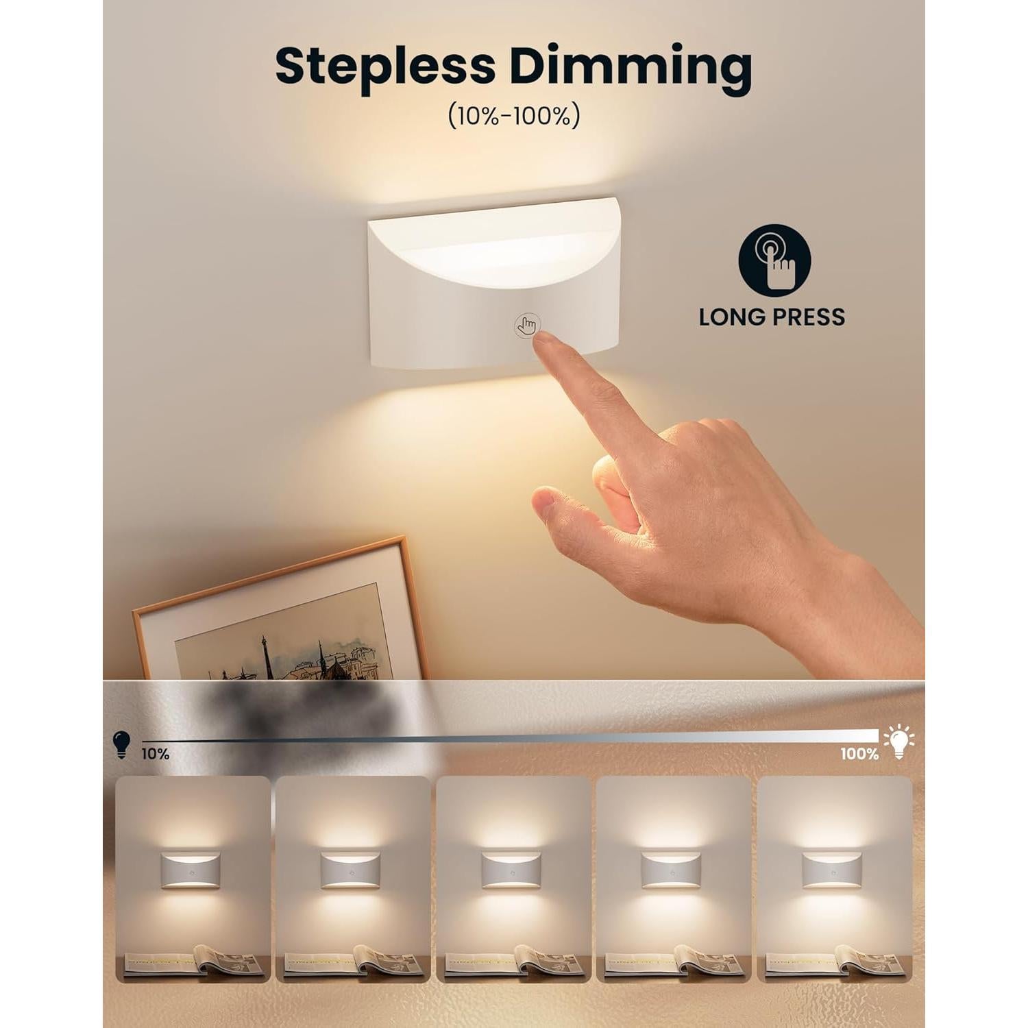 Juego de Apliques de Pared Brightown 2 Pack Recargables Blancos