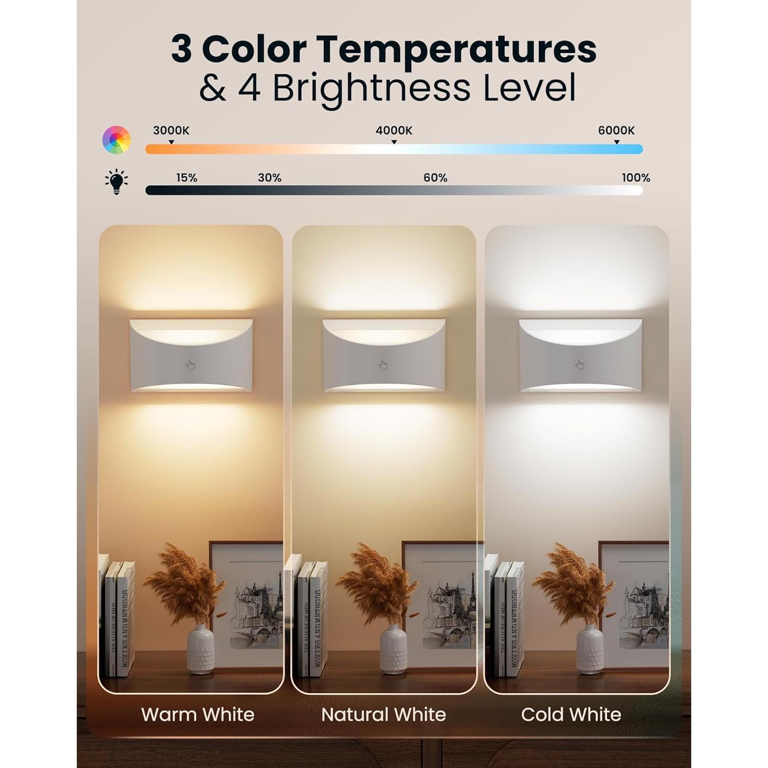 Juego de Apliques de Pared Brightown 2 Pack Recargables Blancos