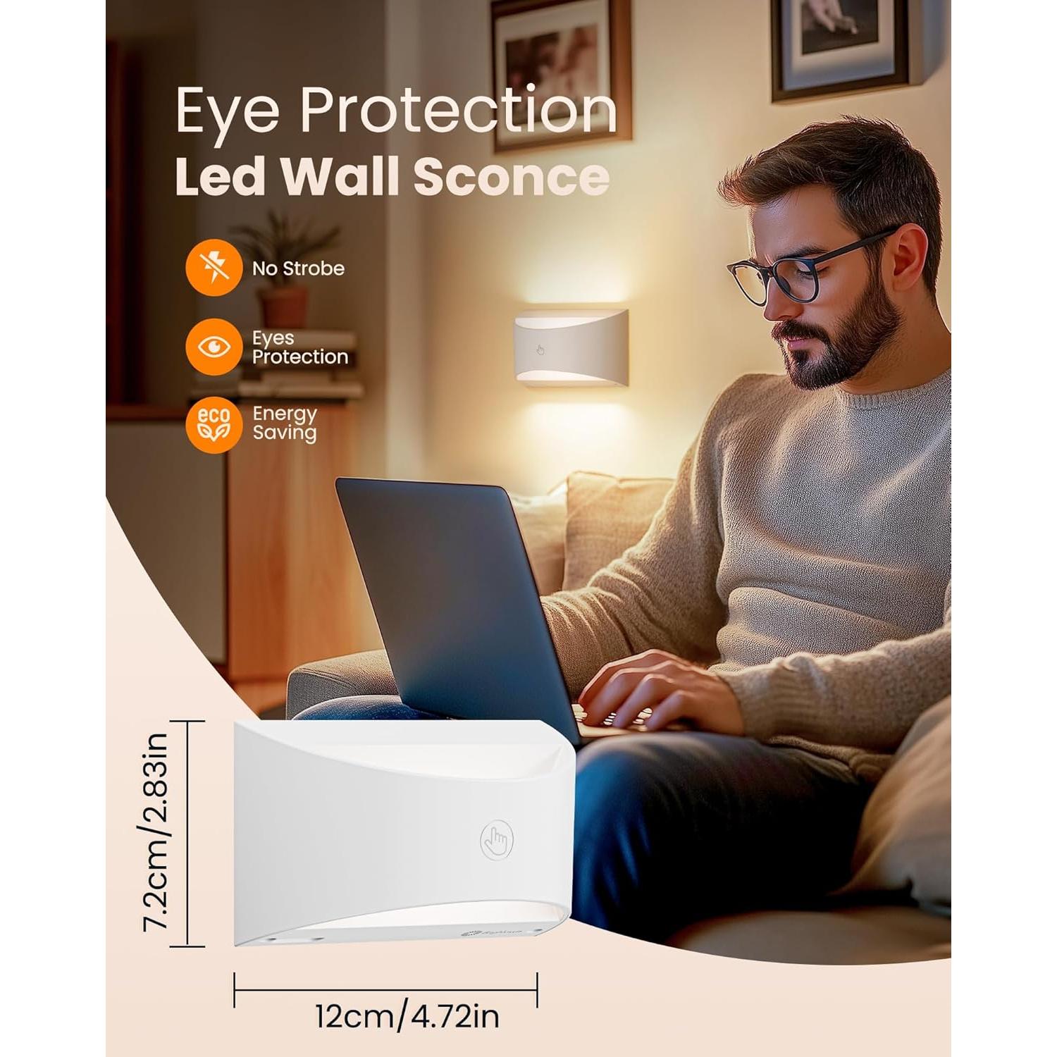 Juego de Apliques de Pared Brightown 2 Pack Recargables Blancos