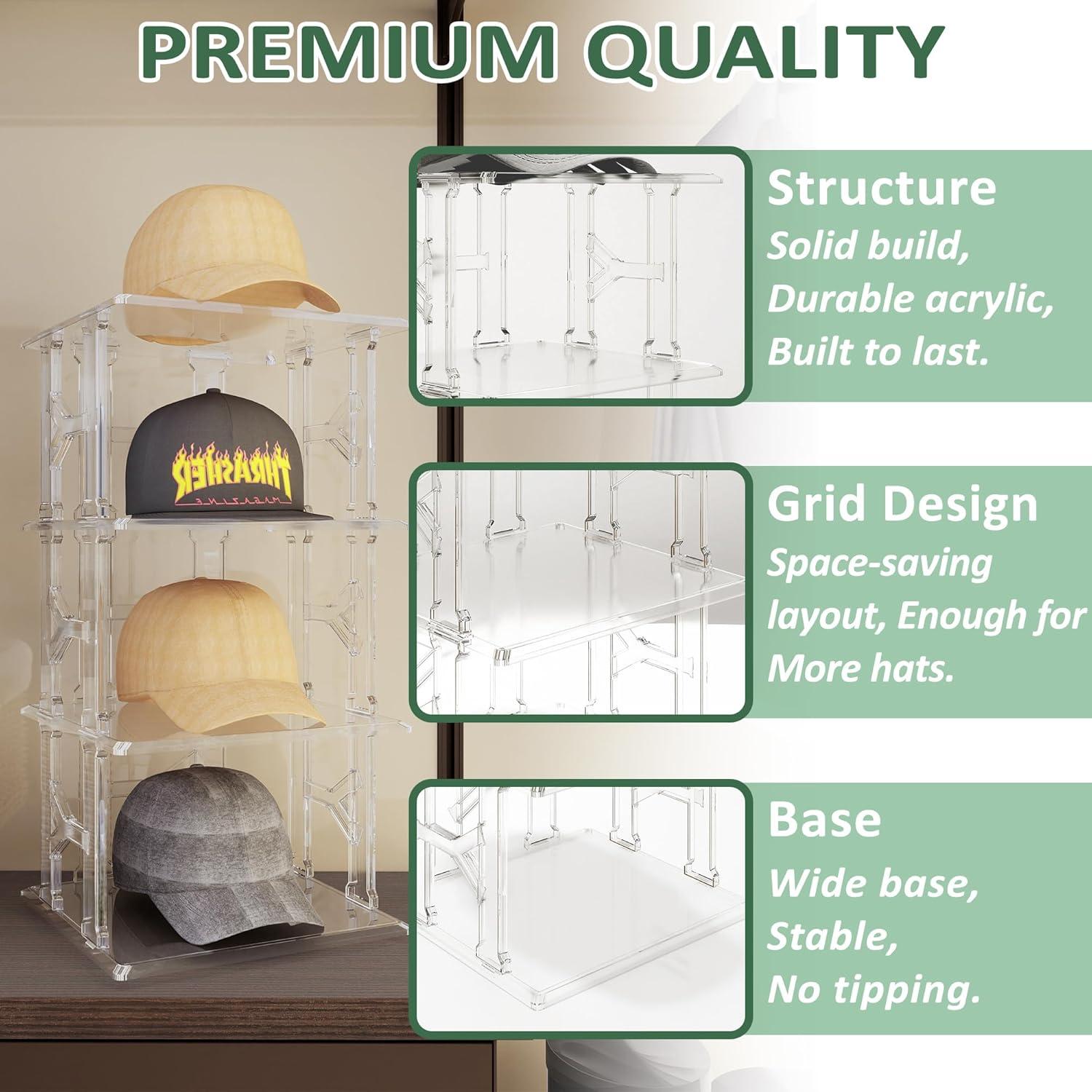 Organizador de Sombreros Koretech 4 Niveles - Soporte para 12 Gorras