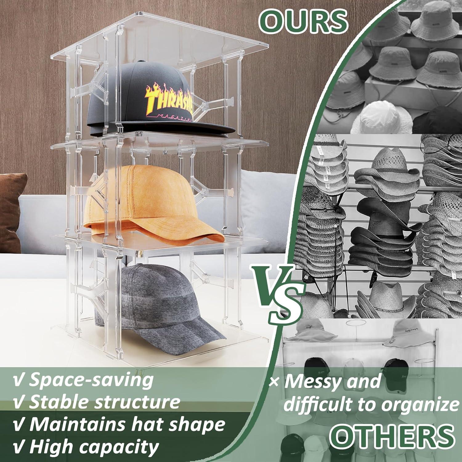 Organizador de Sombreros Koretech 4 Niveles - Soporte para 12 Gorras