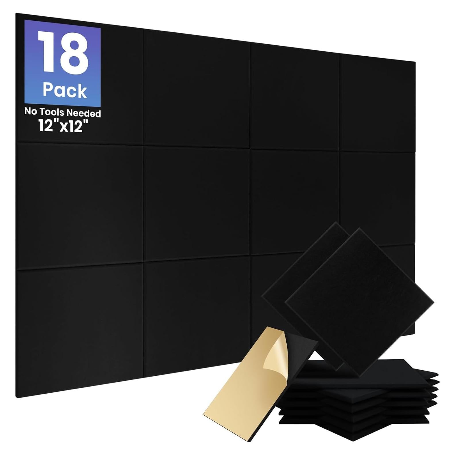 Paquete de 18 Paneles Acústicos Autoadhesivos Focusound 30.48x30.48cm