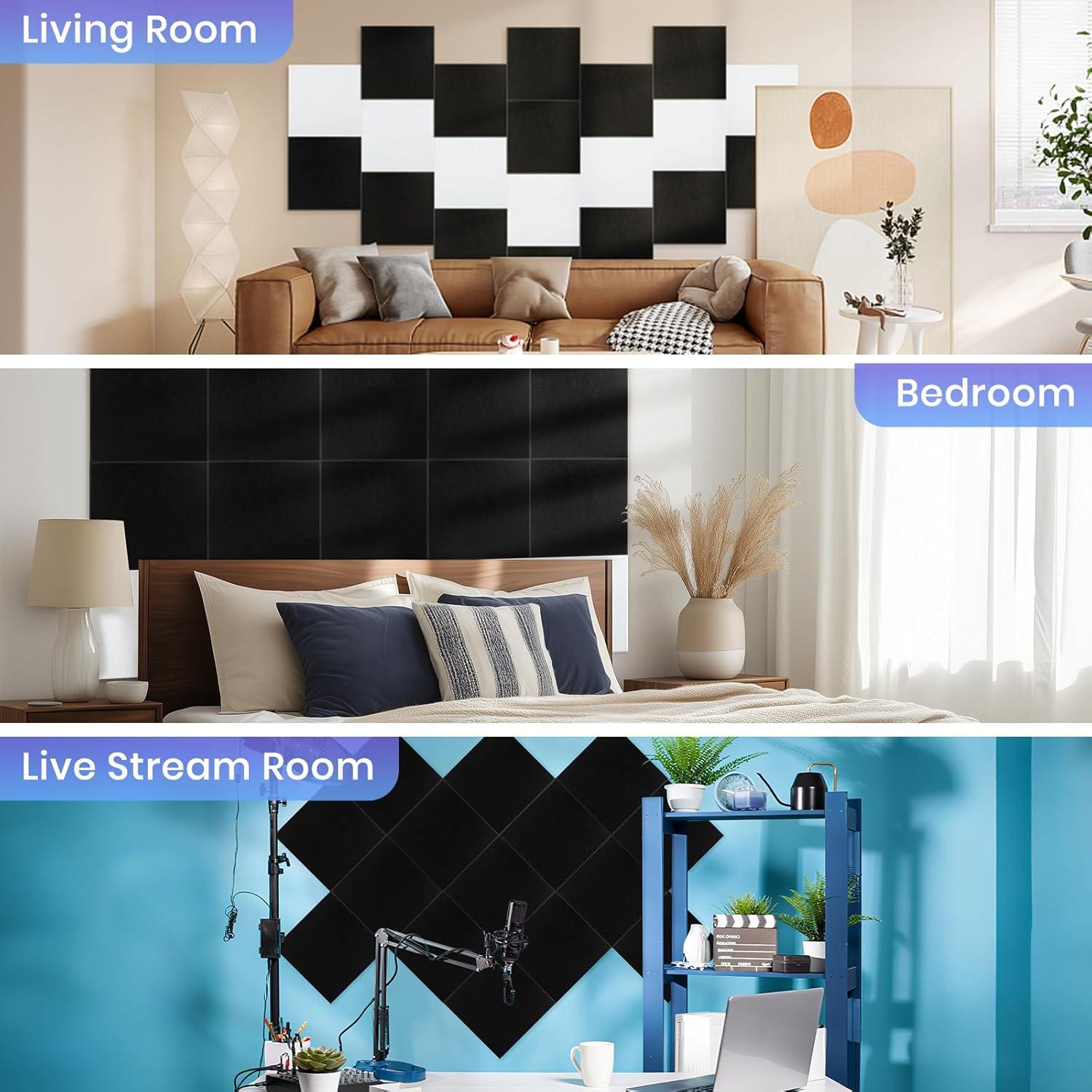 Paquete de 18 Paneles Acústicos Autoadhesivos Focusound 30.48x30.48cm