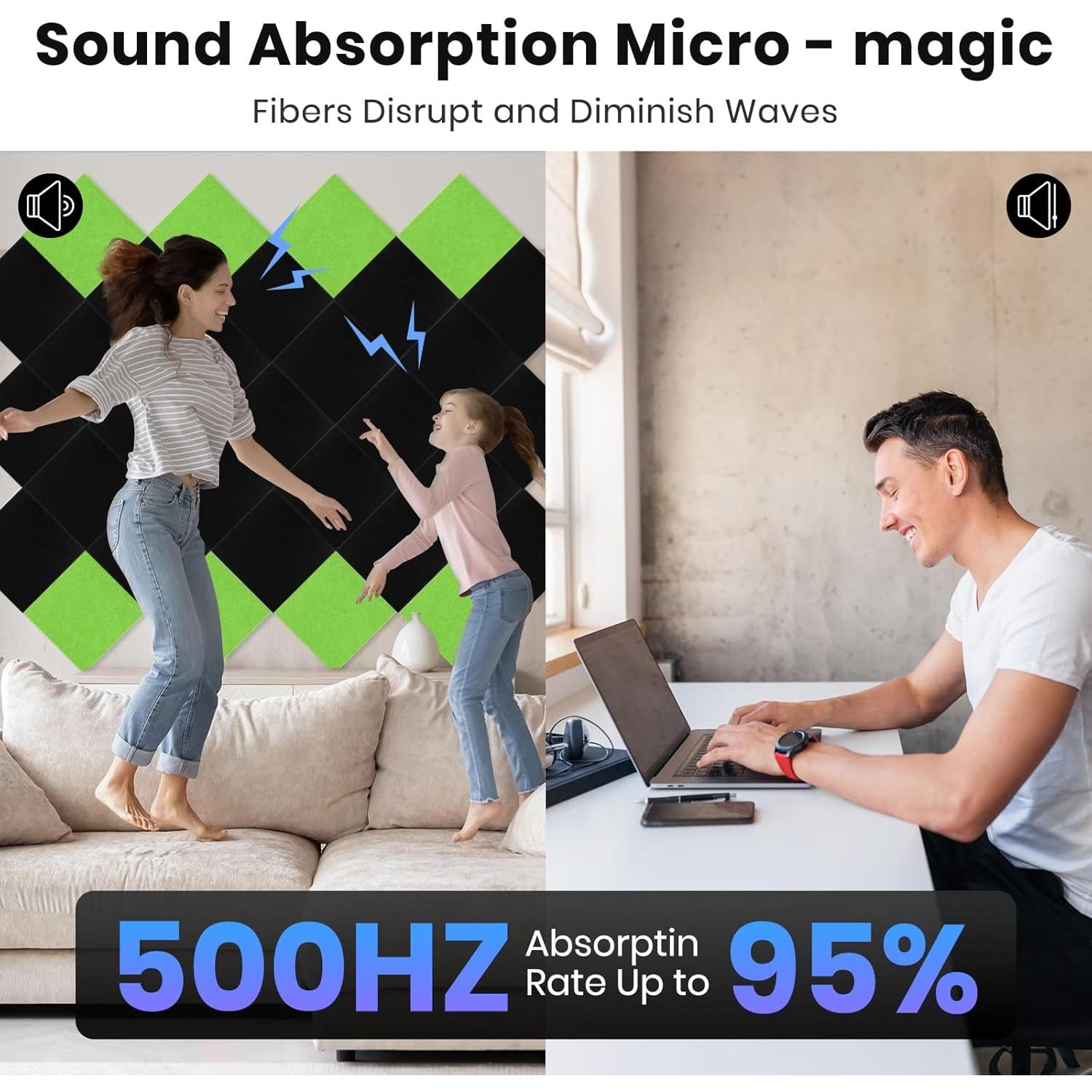 Paquete de 18 Paneles Acústicos Autoadhesivos Focusound 30.48x30.48cm