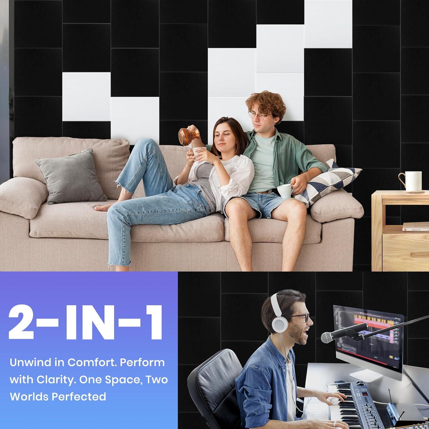 Paquete de 18 Paneles Acústicos Autoadhesivos Focusound 30.48x30.48cm