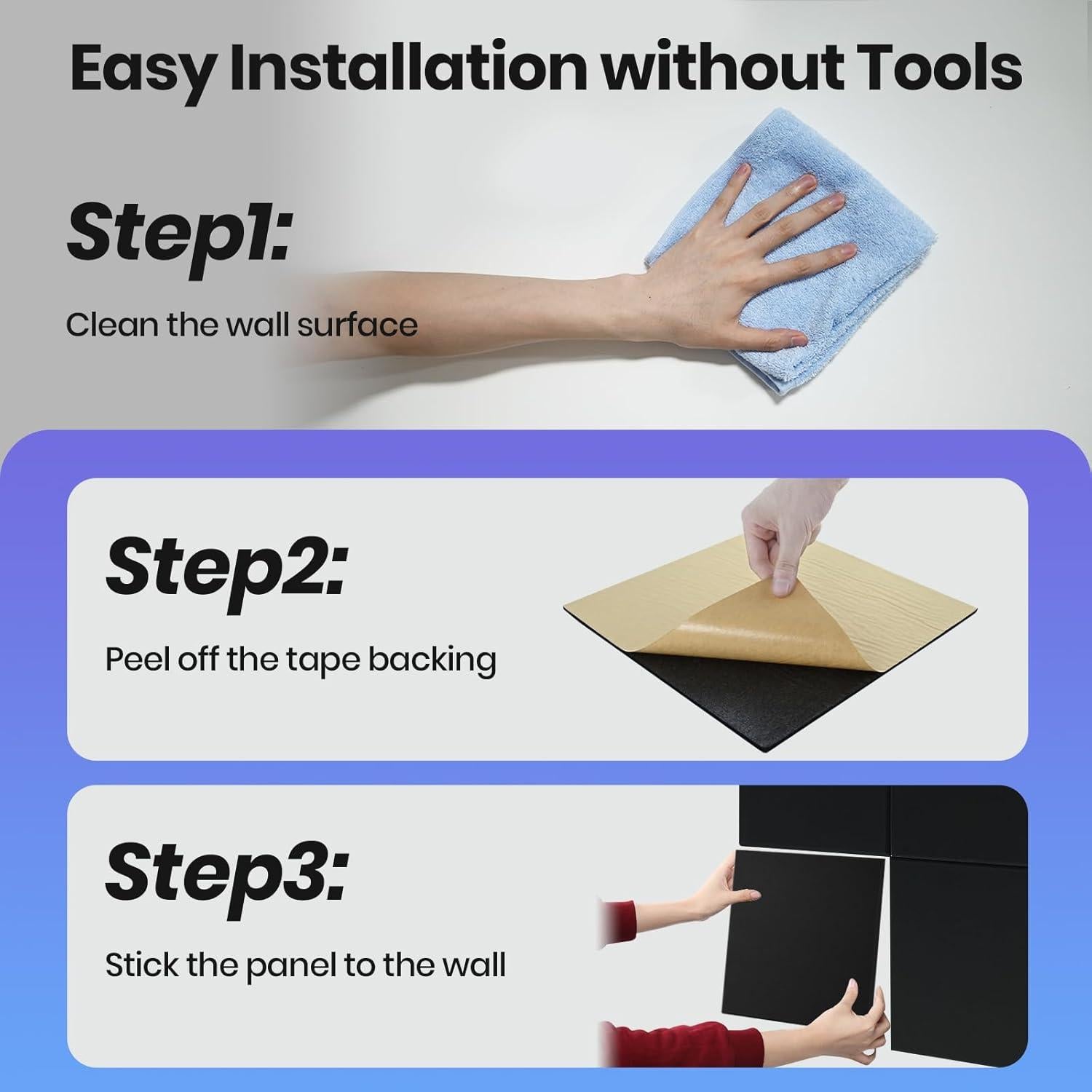 Paquete de 18 Paneles Acústicos Autoadhesivos Focusound 30.48x30.48cm