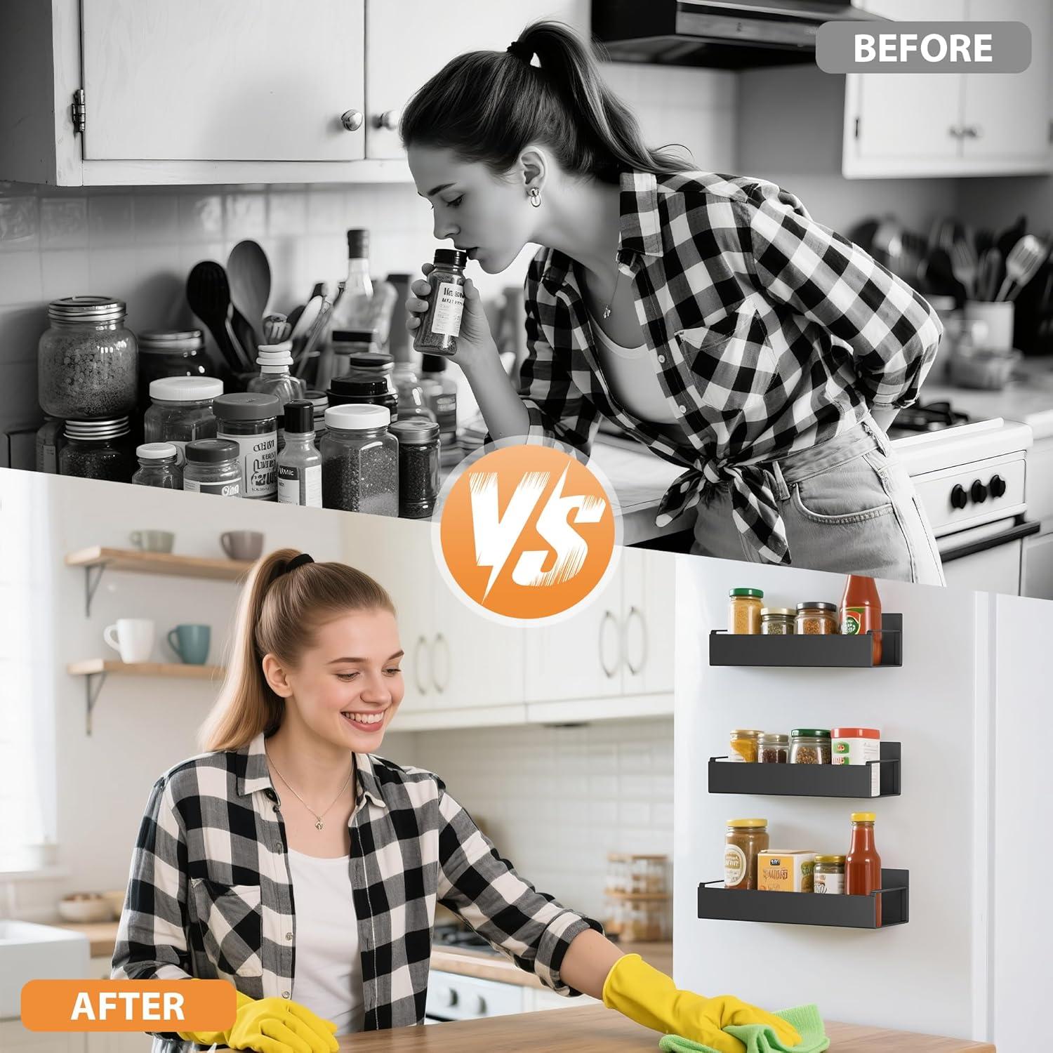 Organizador de Especias Magnético ITHWIU 6 Paquetes Negro