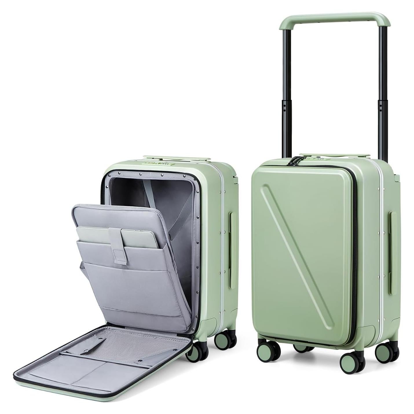 Maleta de Mano MILADA 20" Verde Bambú con Ruedas y Asa Ancha