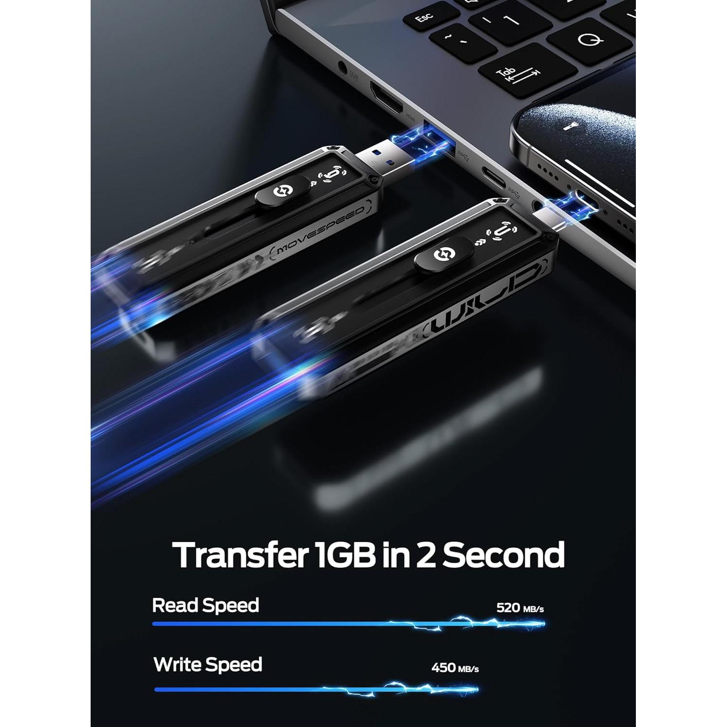 Disco Duro Externo SSD MOVE SPEED 128GB USB 3.2 Duales