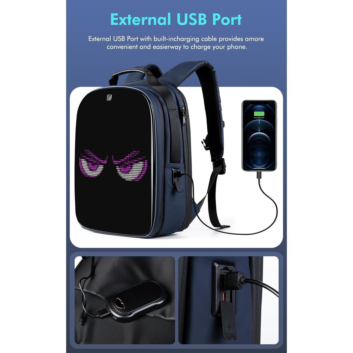 Mochila Gelrova LuminaPack X1 LED Antirrobo 15.6" Negra