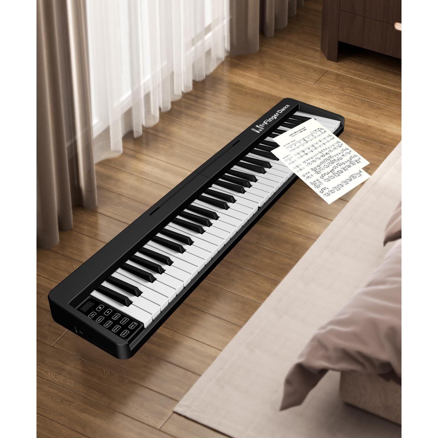 Piano Teclado Plegable 61 Teclas Bora FD-61K Bluetooth Negro