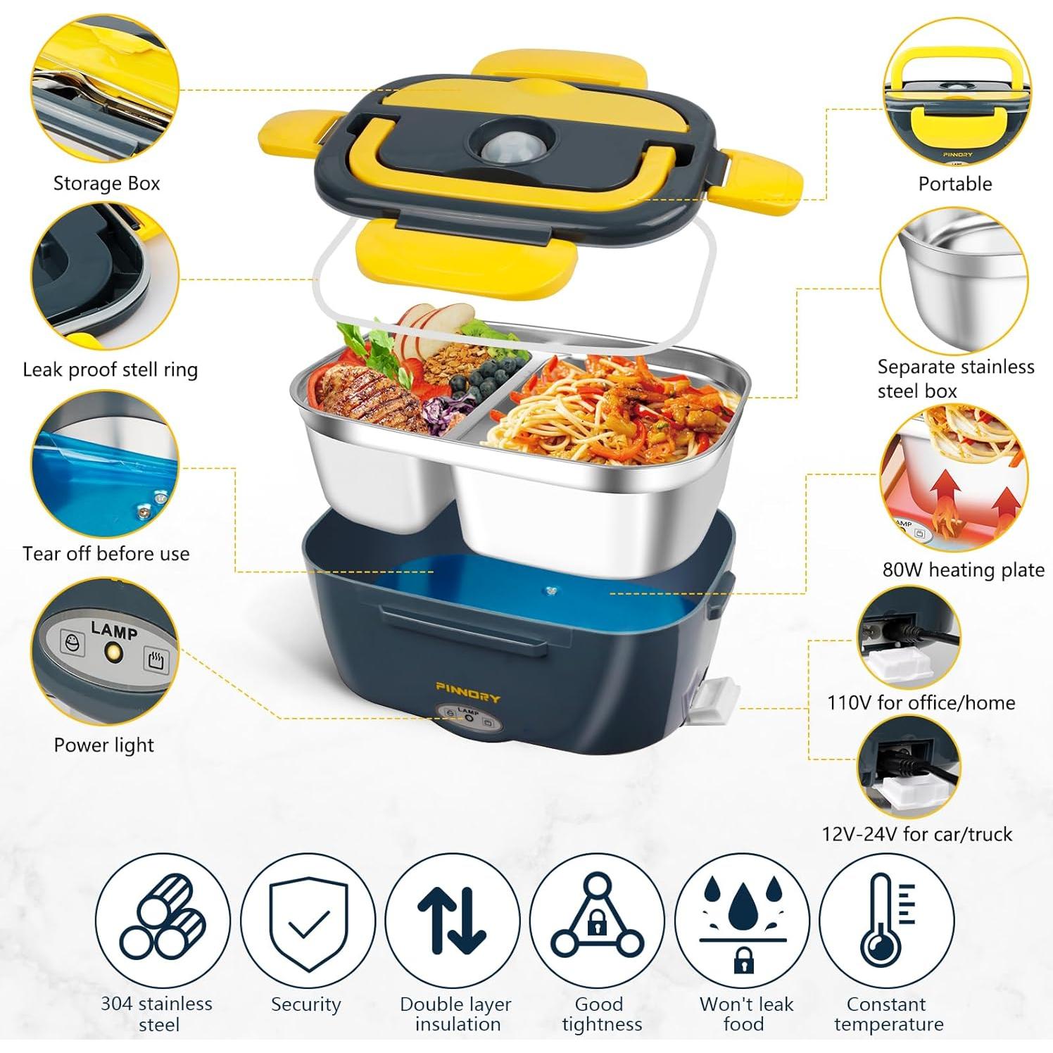 Calentador de Comida Eléctrico LETAAKA 80W 1.5L Acero Inoxidable