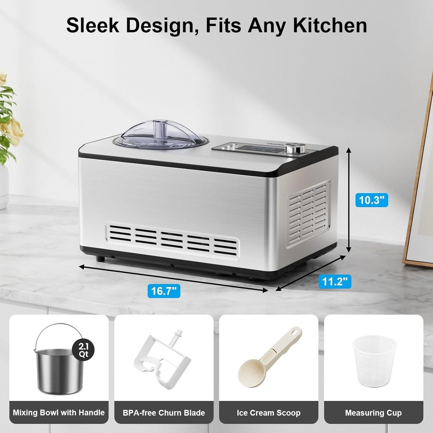 Máquina de Helados Gasbye ICE2037YJ 2.1L Acero Inoxidable