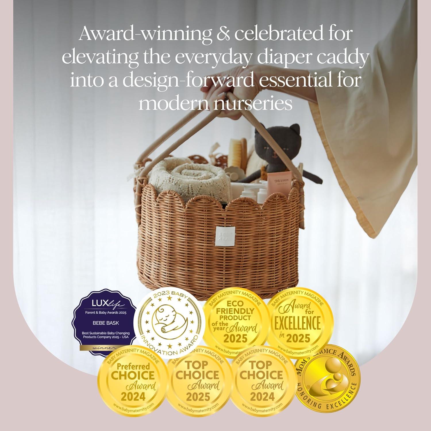 Organizador de Pañales Premium BEBE BASK - Cesta Ondulada Mocca