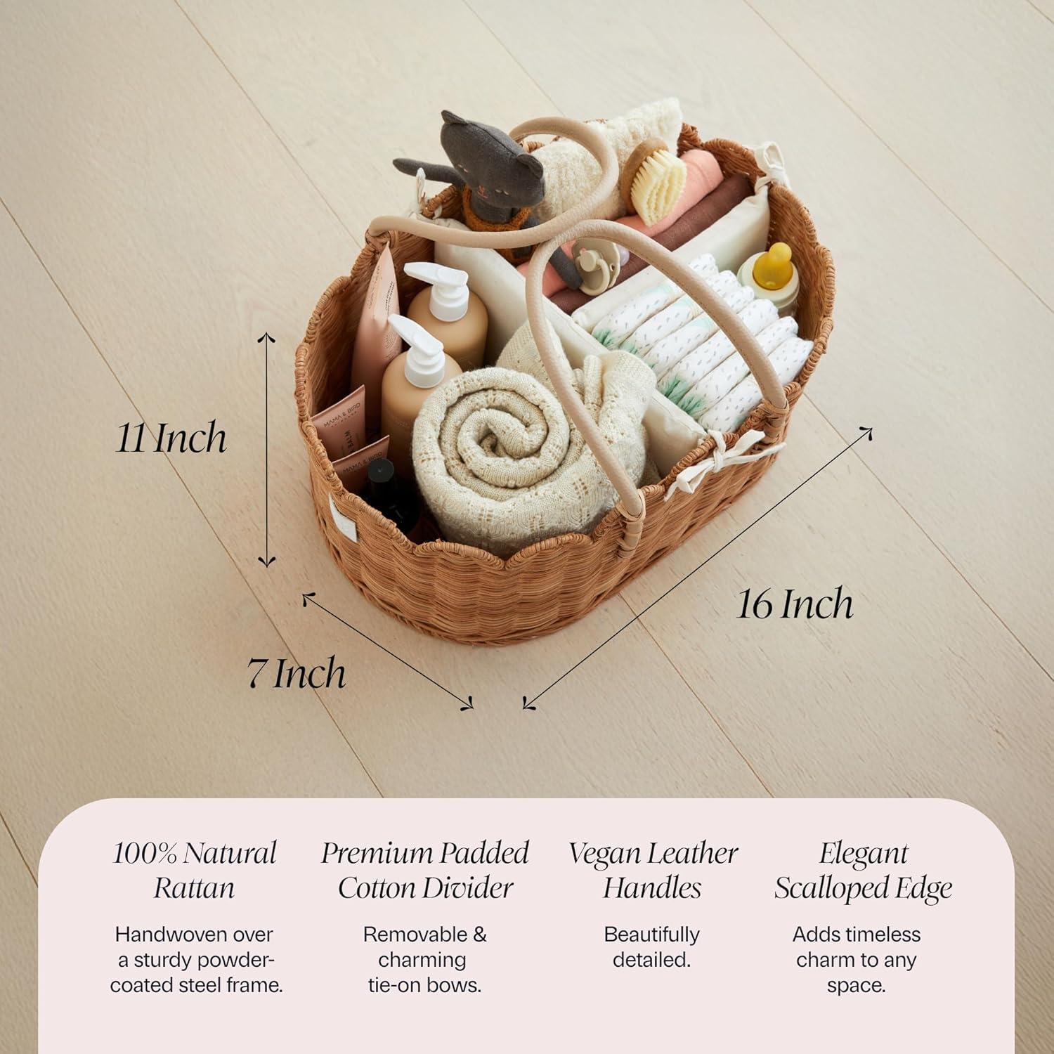 Organizador de Pañales Premium BEBE BASK - Cesta Ondulada Mocca