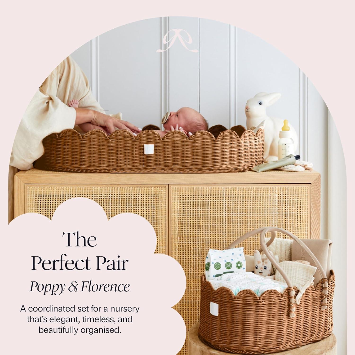 Organizador de Pañales Premium BEBE BASK - Cesta Ondulada Mocca