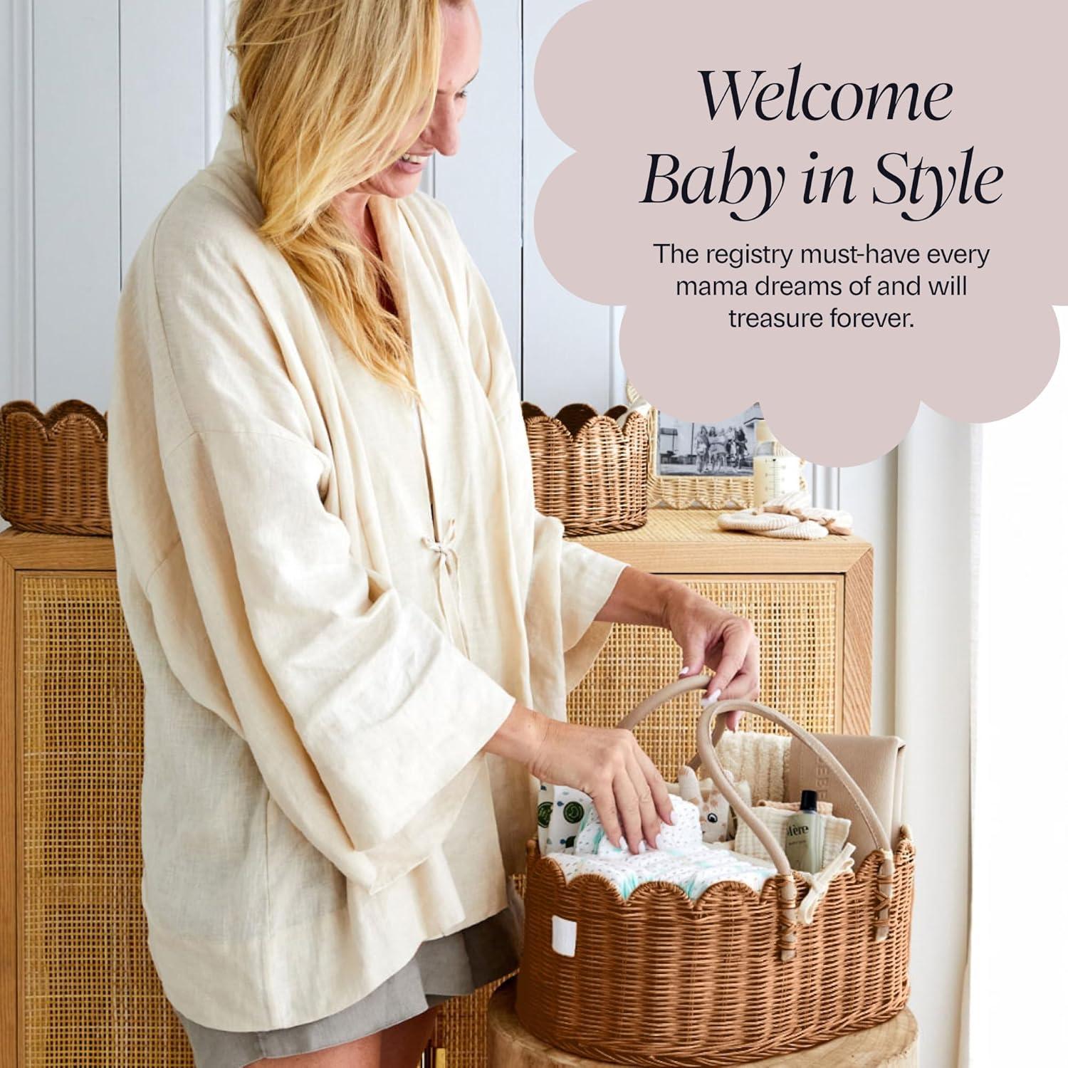 Organizador de Pañales Premium BEBE BASK - Cesta Ondulada Mocca