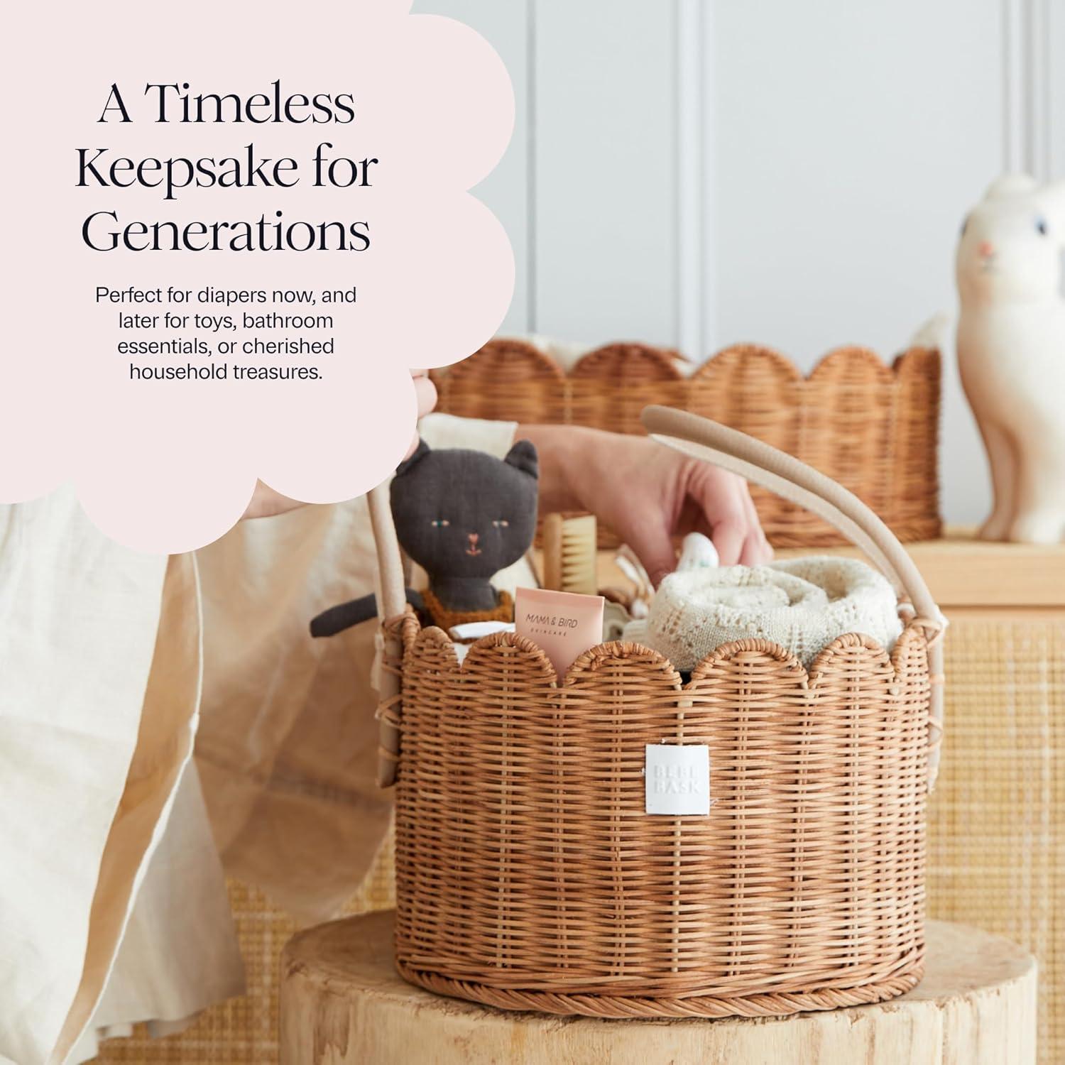 Organizador de Pañales Premium BEBE BASK - Cesta Ondulada Mocca