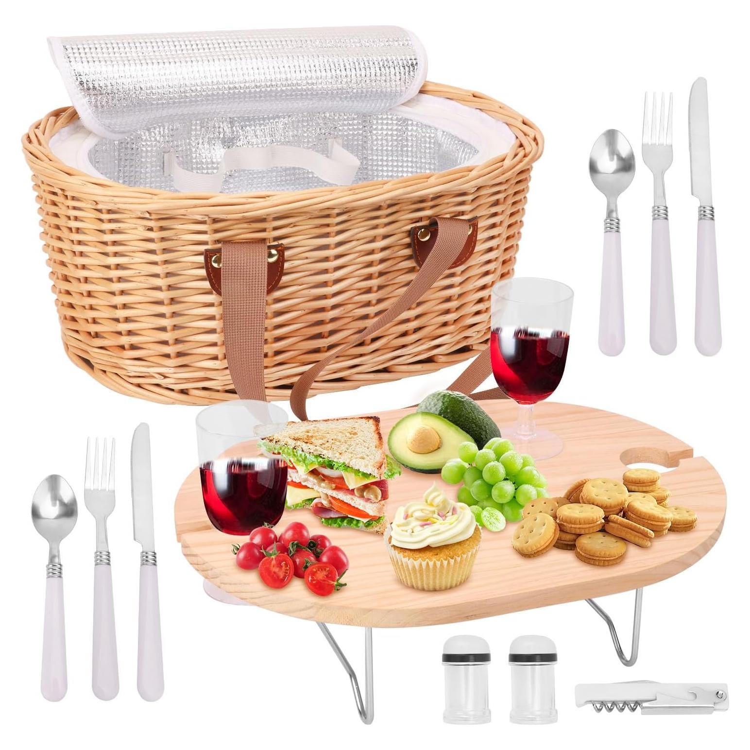 Juego de cesta de picnic Geytetqi para 2 personas con mesa