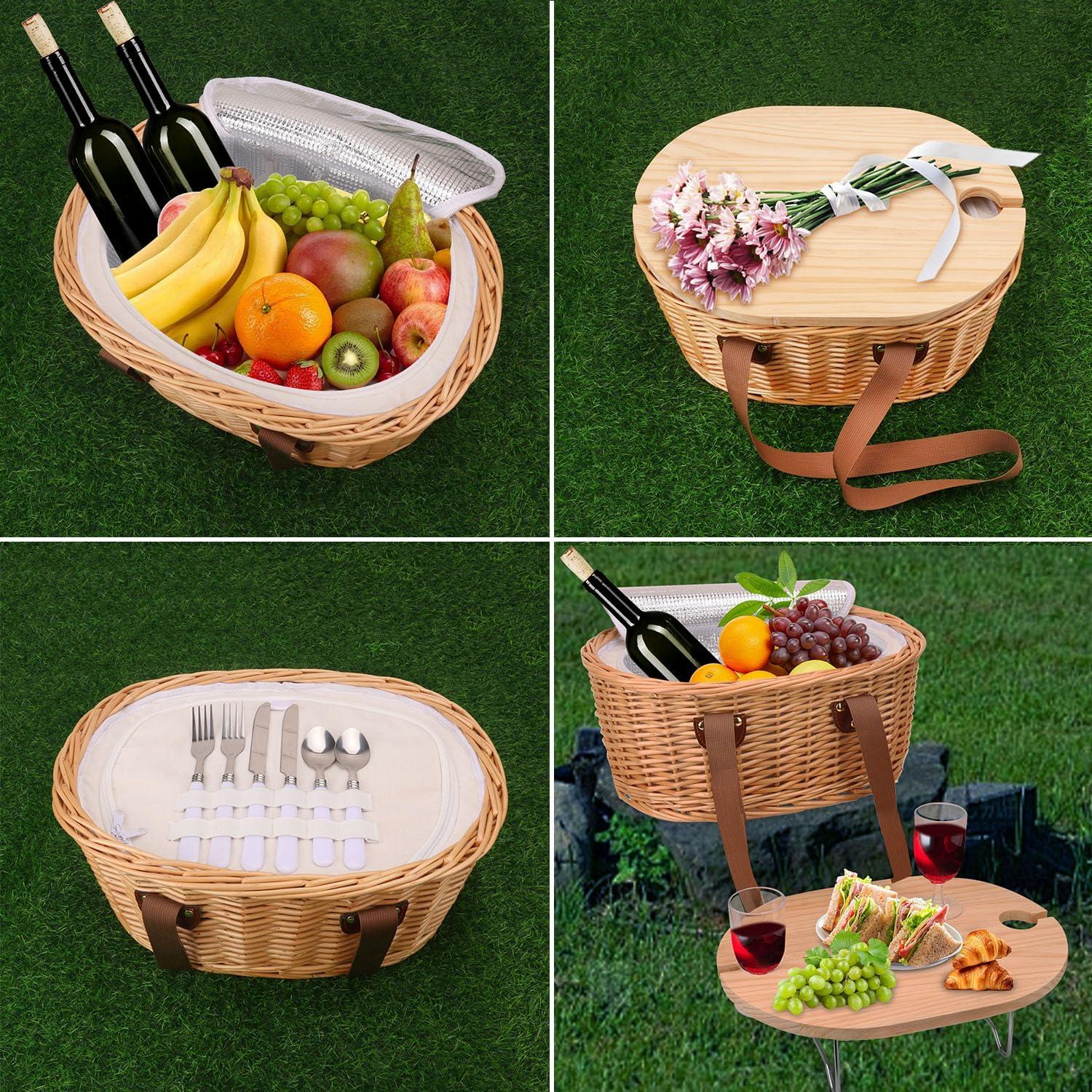 Juego de cesta de picnic Geytetqi para 2 personas con mesa