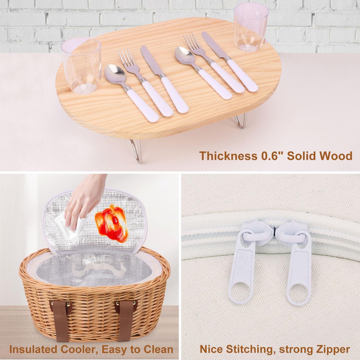 Juego de cesta de picnic Geytetqi para 2 personas con mesa