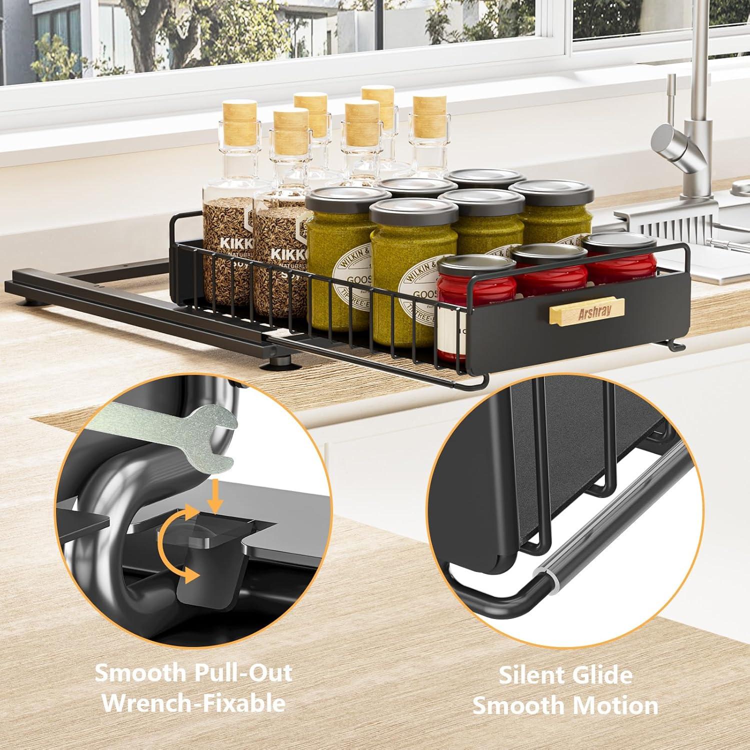 Organizador Bajo Fregadero Arshray Negro 36x25.7x9.5 cm