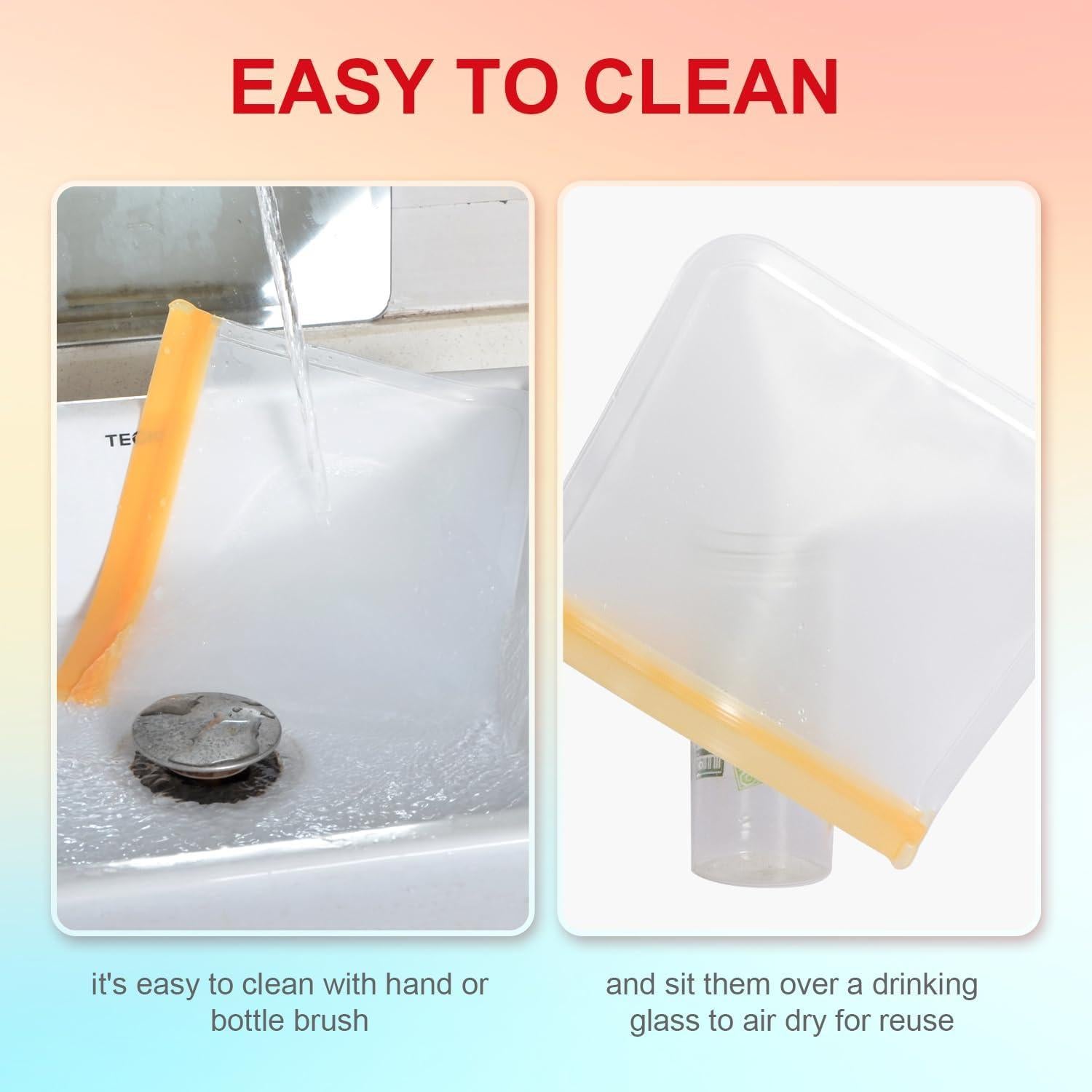 Bolsas de Silicona Reutilizables KKUADCEHI 3 Piezas 3.78L