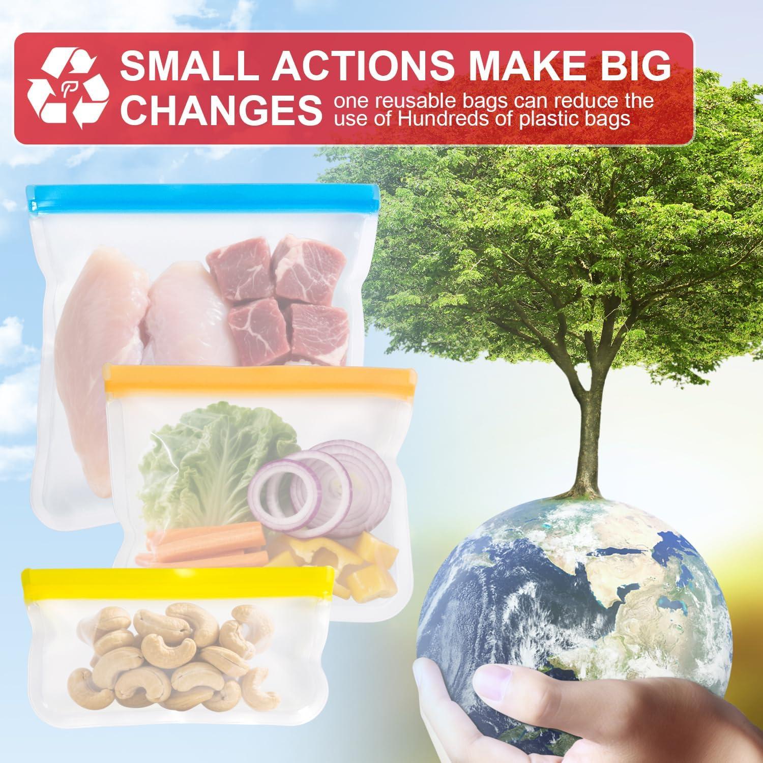 Bolsas de Silicona Reutilizables KKUADCEHI 3 Piezas 3.78L