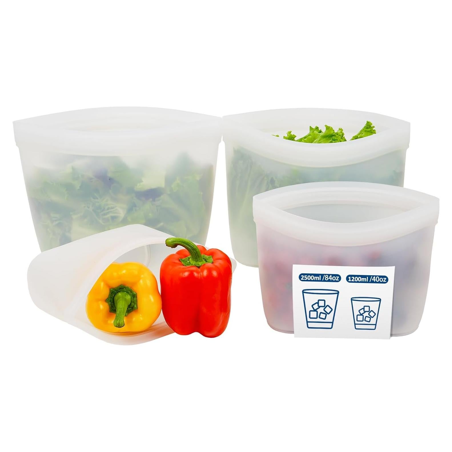 Bolsas de Silicona Reutilizables Annaklin 4 Piezas 2400ml