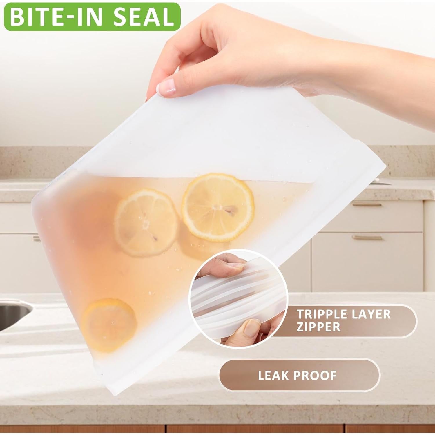 Bolsas de Silicona Reutilizables Annaklin 4 Piezas 2400ml